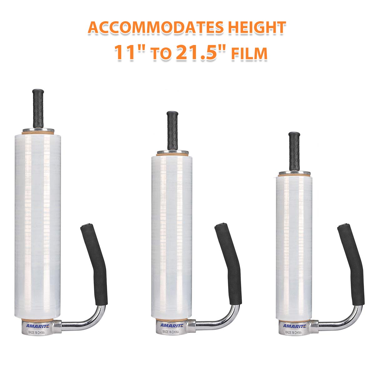 Amarite shrink wrap handle,Industrial Stretch Film Dispenser including Film Cutters,Suitable for 11" to 21.5" film height Pallet Wrap.Top Quality Stainless Steel, Tough, Durable