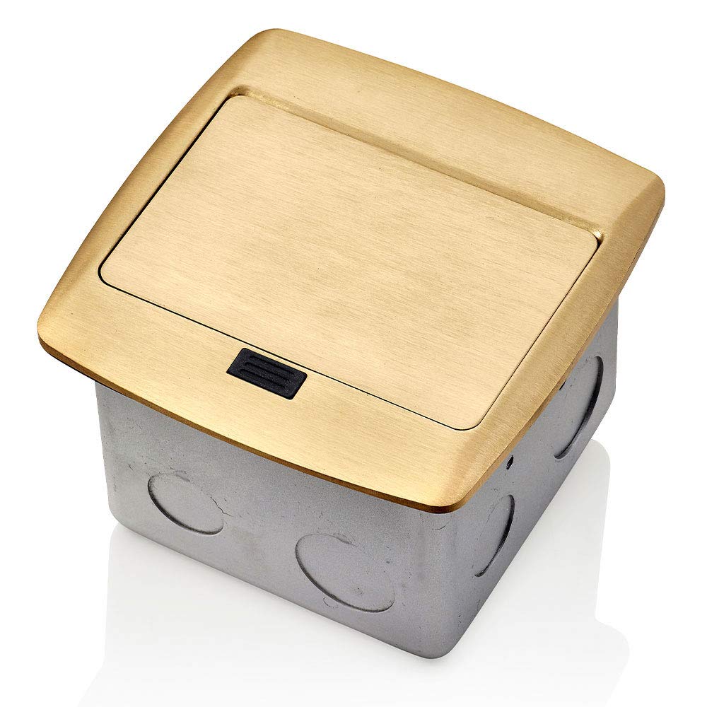 Leviton Pop-Up Floor Box with Dual Type A, 3.6 USB Charger, 15 Amp Outlet, Brass, PFUS1-BR