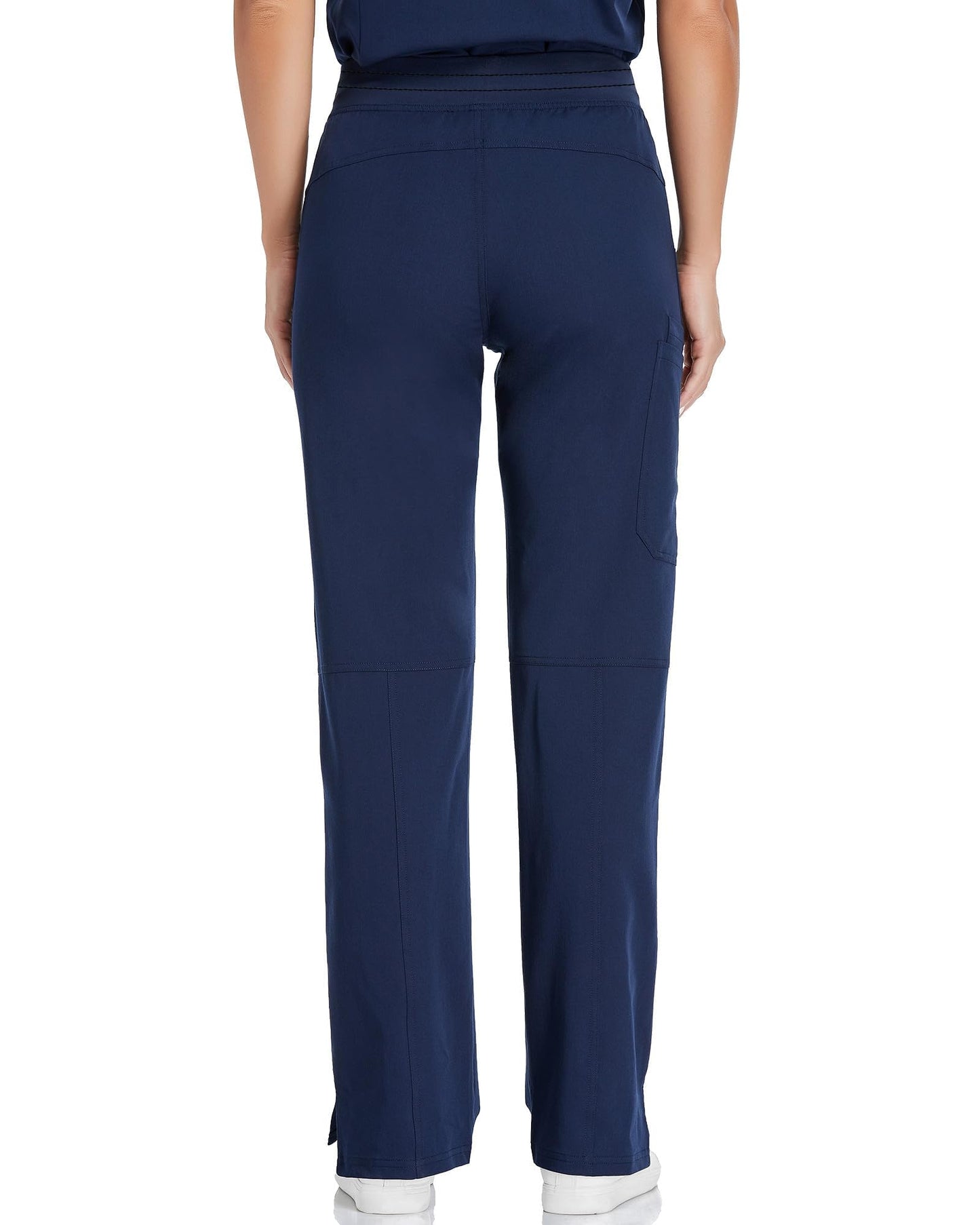 COMENII Scrubs for Women, Mid Rise Straight Leg Cargo Scrubs Pants with Knit Yoga Waistband, Anti-Wrinkle Womens Scrubs Pants-1-R-Navy M