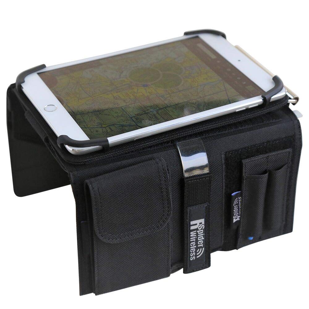 R SPIDER WIRELESS Pilot Kneeboard with Aluminum Clipboard. Compatible with 7.9 inch Apple iPad mini 3 and 4, Android Devices Similar in Size