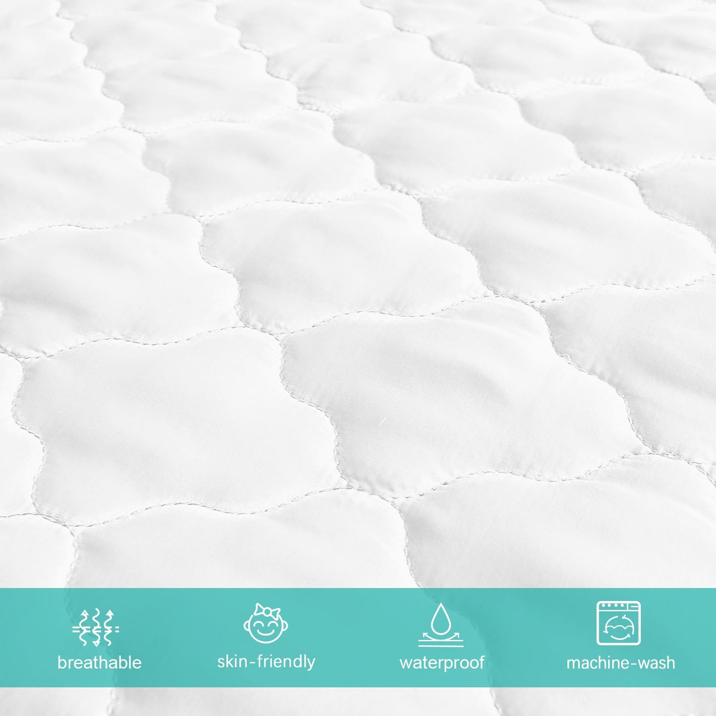 2 Pack Crib Mattress Protector Waterproof Crib Sheets Fitted Mattress Pad Cover Absorbent Crib/Toddler Mattress Protector Sheet Quilted, White, 52" x 28"
