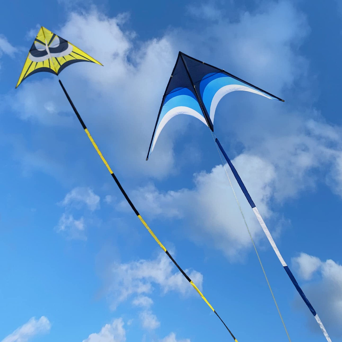 Kaiciuss Huge Delta Kite for Adults Easy to Fly, 9Ft Giant Single Line Style, Extra Large for Beach Trip, with 30M Kite Tail and 300FT String Line Handle (Blue)