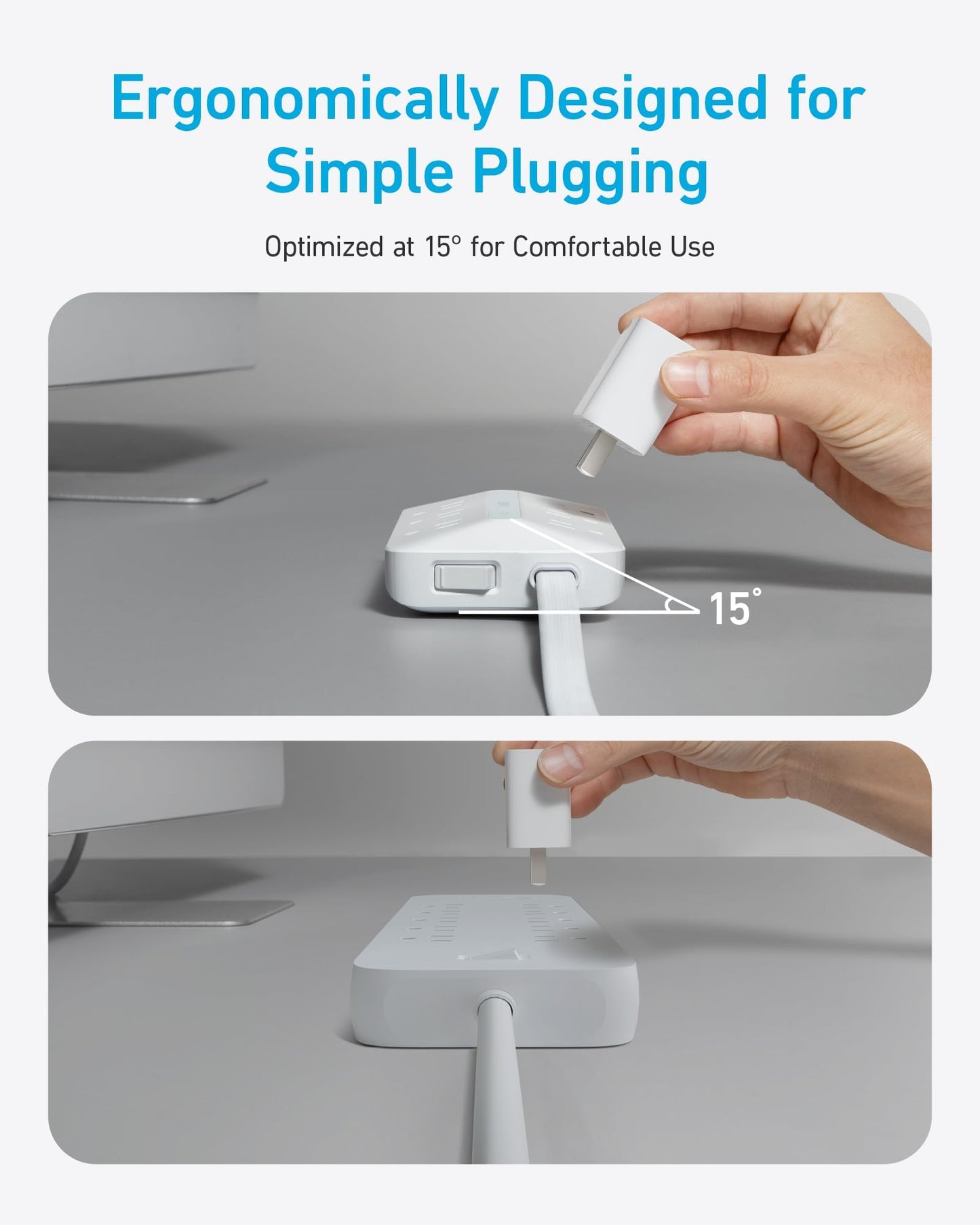 Anker Flat Plug Power Strip(300J), 20W USB C Power Strip, 10-in-1 Ultra Thin Power Strip with 6 AC, 2 USB A/2 USB C,10feet Extension Cord, Desk Charging Station,Home Office College Dorm Essentials