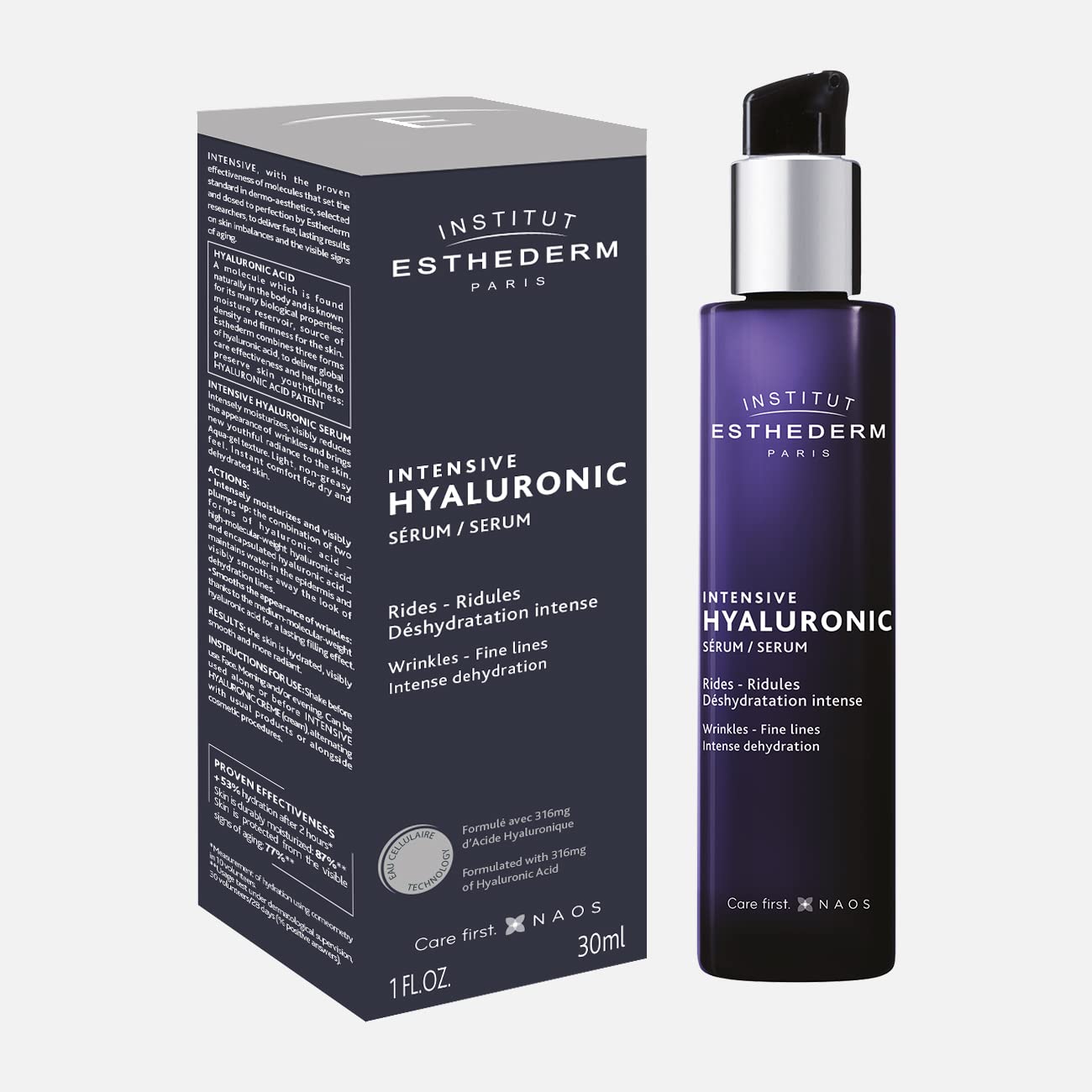 Institut Esthederm - Intensive Hyaluronic Serum - Moisturizing - Wrinkles and Fine Lines - Dehydrated Skin, 1 Fl Oz (Pack of 1)