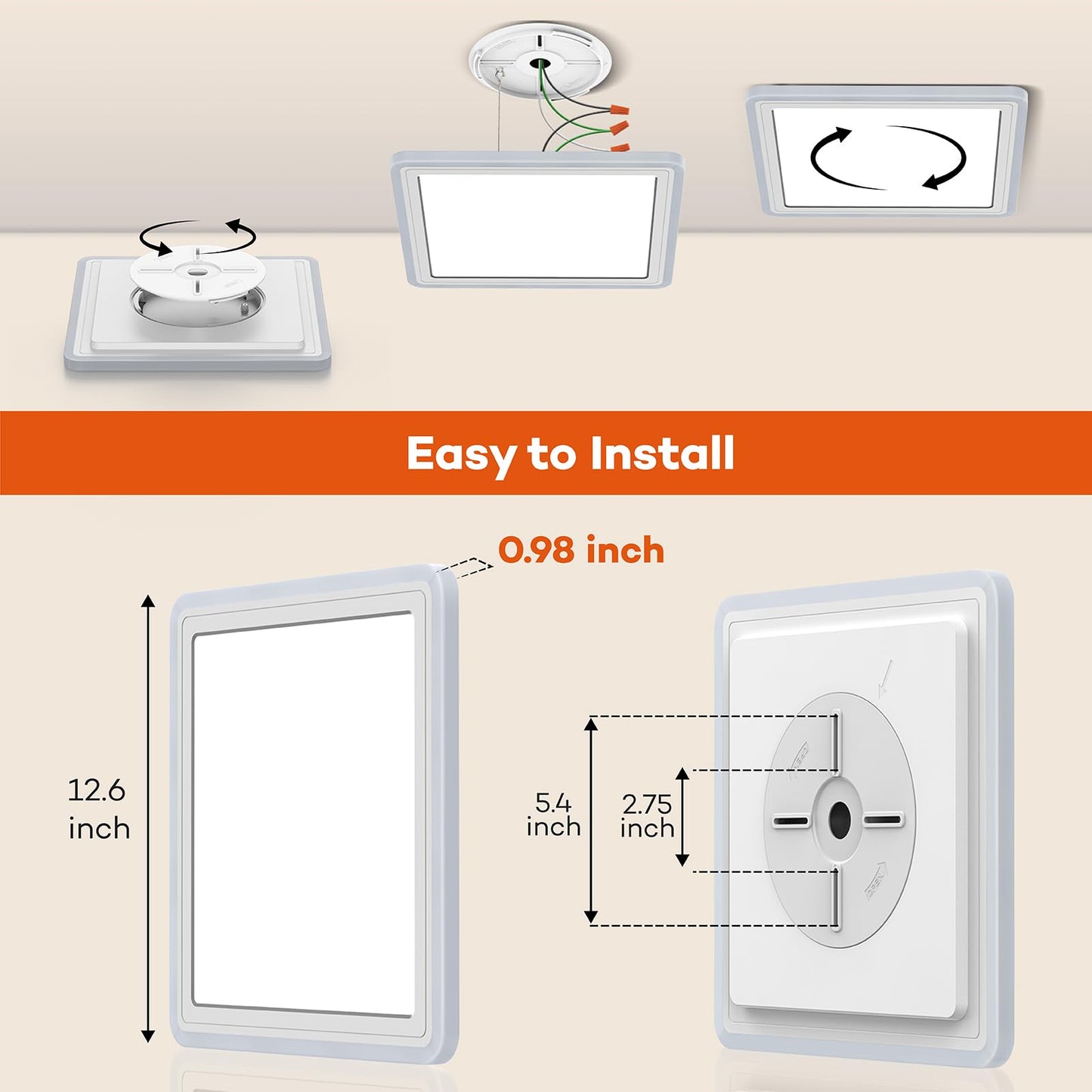 Annaror Smart LED Ceiling Light WiFi, 13in RGB Flush Mount Lighting Fixture with Remote, Compatible with Alexa Google Home, Low Profile Ceiling Light for Bedroom, Kitchen, Square White