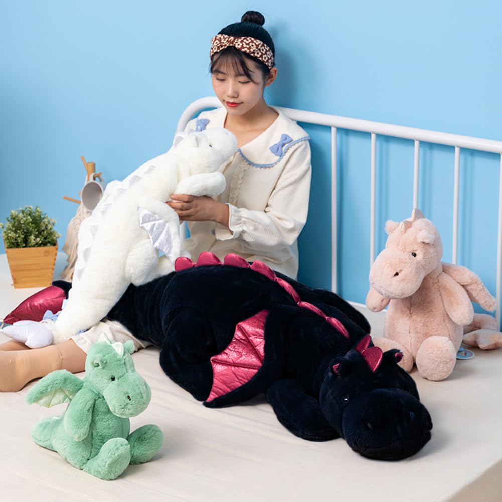 IFX24 Black Weighted Stuffed Animals 10Lbs 35.4", Weighted Dragon Stuffed Animal for Kids and Adults, Heavy Weighted Stuffed Animals for Comfort and Relaxation