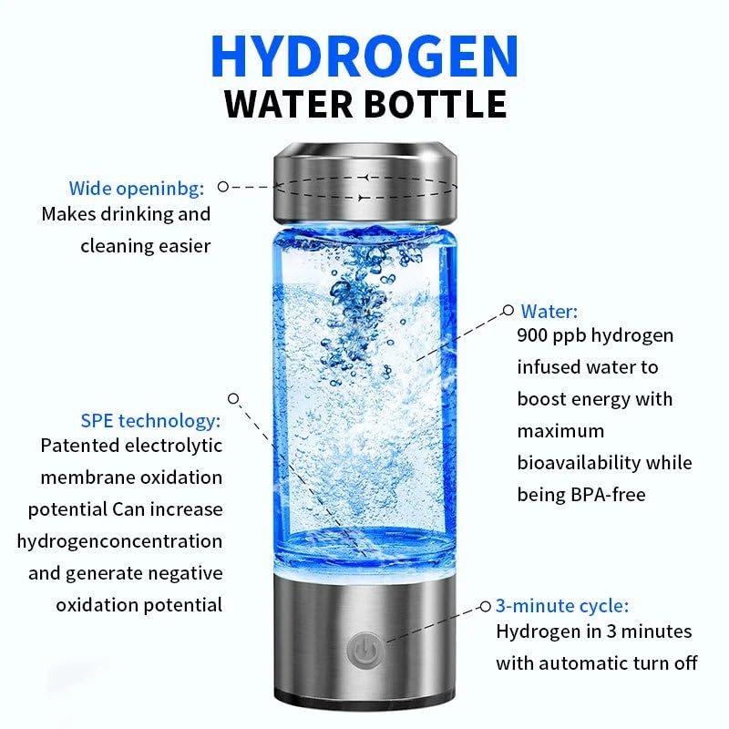 Aqua Vital Hydrogen Water Bottle Rechargeable Portable Hydrogen Water Machine Generator, Ionizer for Home, Office, Travel with Charger