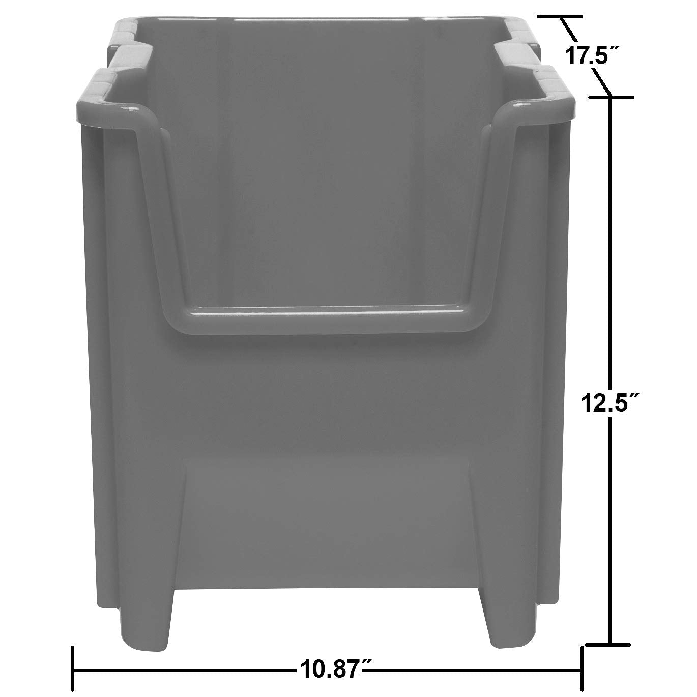 Akro-Mils 13014 Stak-N-Store Heavy Duty Stackable Open Front Plastic Storage Container Bin, (17-1/2-Inch x 11-Inch x 12-1/2-Inch), Gray, (4-Pack)