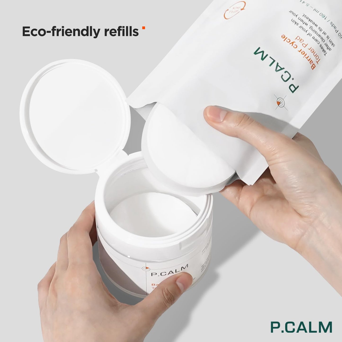 P.CALM Barrier Cycle Toner Pad with Refill Pack 60 + 60 Pads | Korean Skincare Daily Toner Pad for Calming Hydrating Soothing Sebum Care for Sensitive Skin | Vegan Cruelty-Free Fragrance-Free