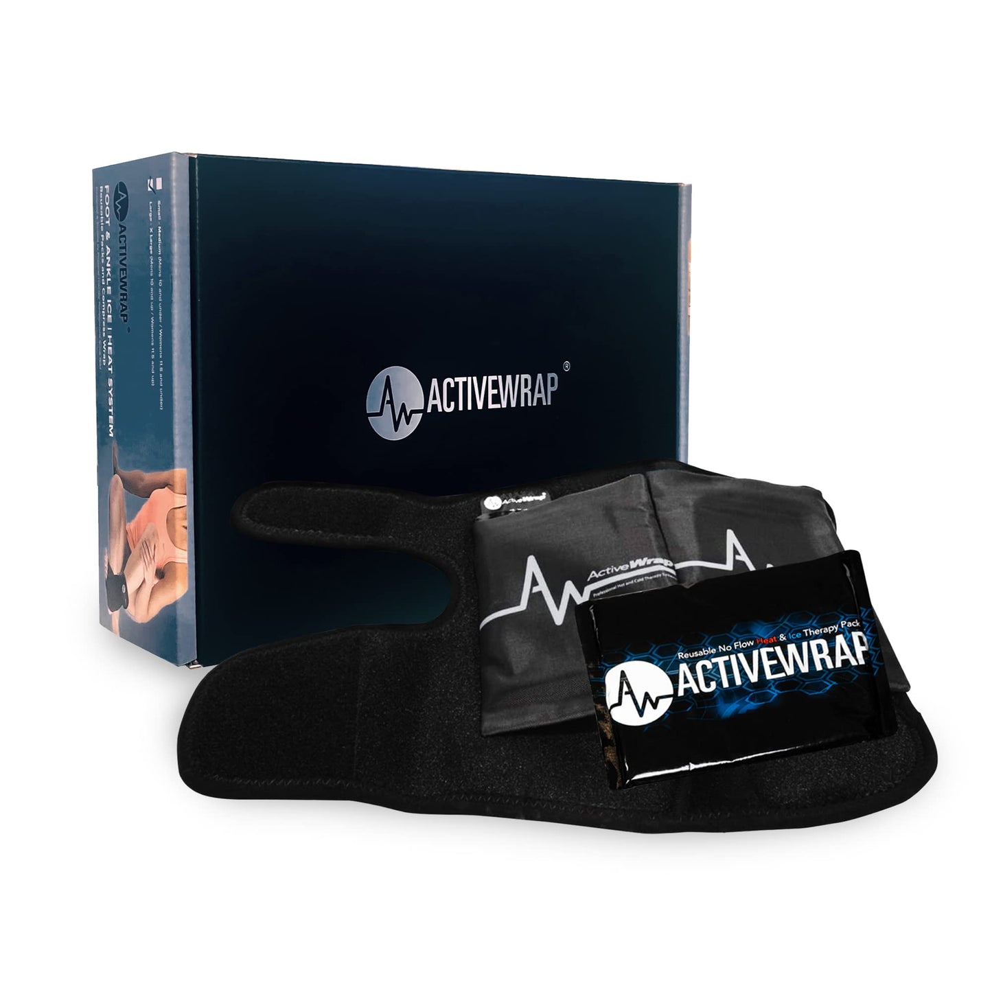 ActiveWrap Foot & Ankle Heat and Ice Pack Wrap for Heel, Arch, and Ankle Discomfort, Swelling, Soreness, and Injury Recovery– Reusable Hot & Cold Wrap with Adjustable Compression Straps, Large/X-Large