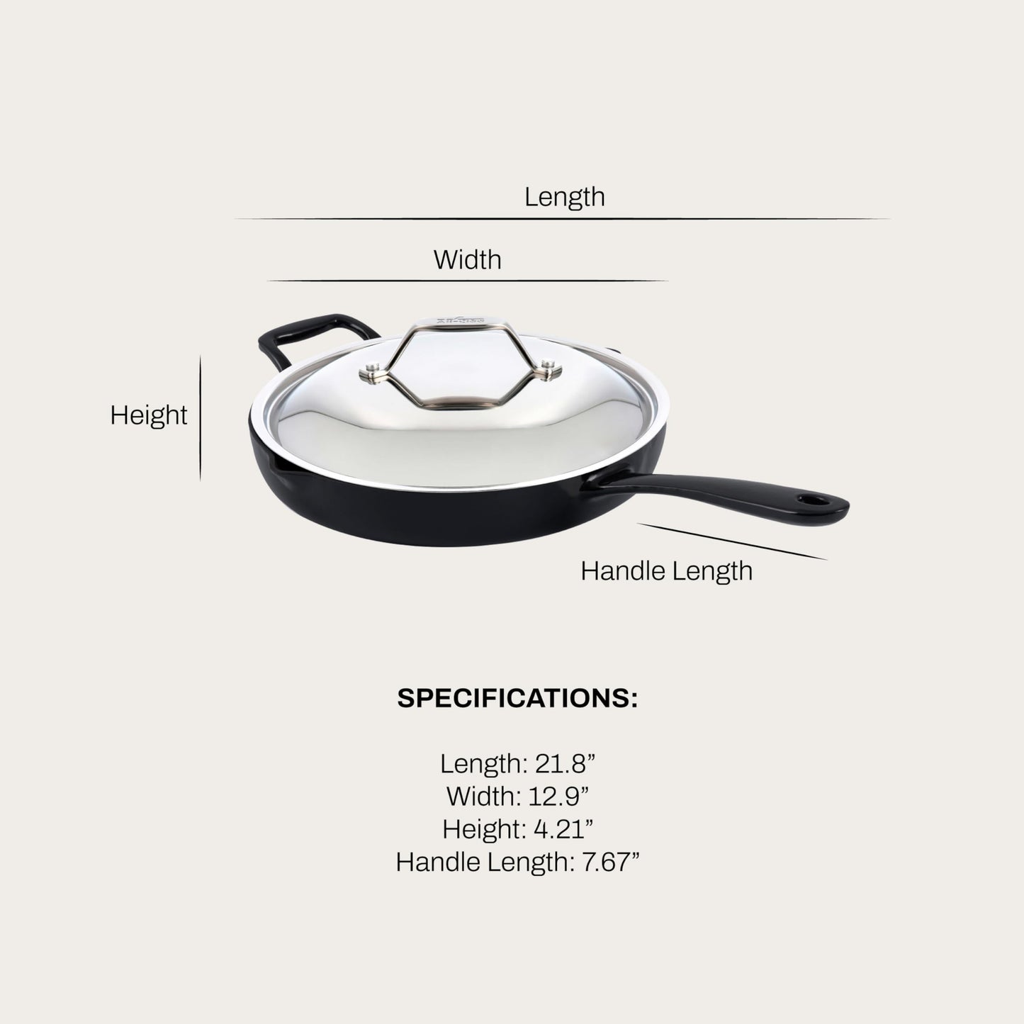 All-Clad Cast Iron Skillet - 12โ Enameled Cast Iron Pan with Lid, Enamel Coating, Grill, Oven Safe up to 650ยฐF & Compatible with All Stovetops (Gas, Electric & Induction), Easy-Clean Frying Pan, Black