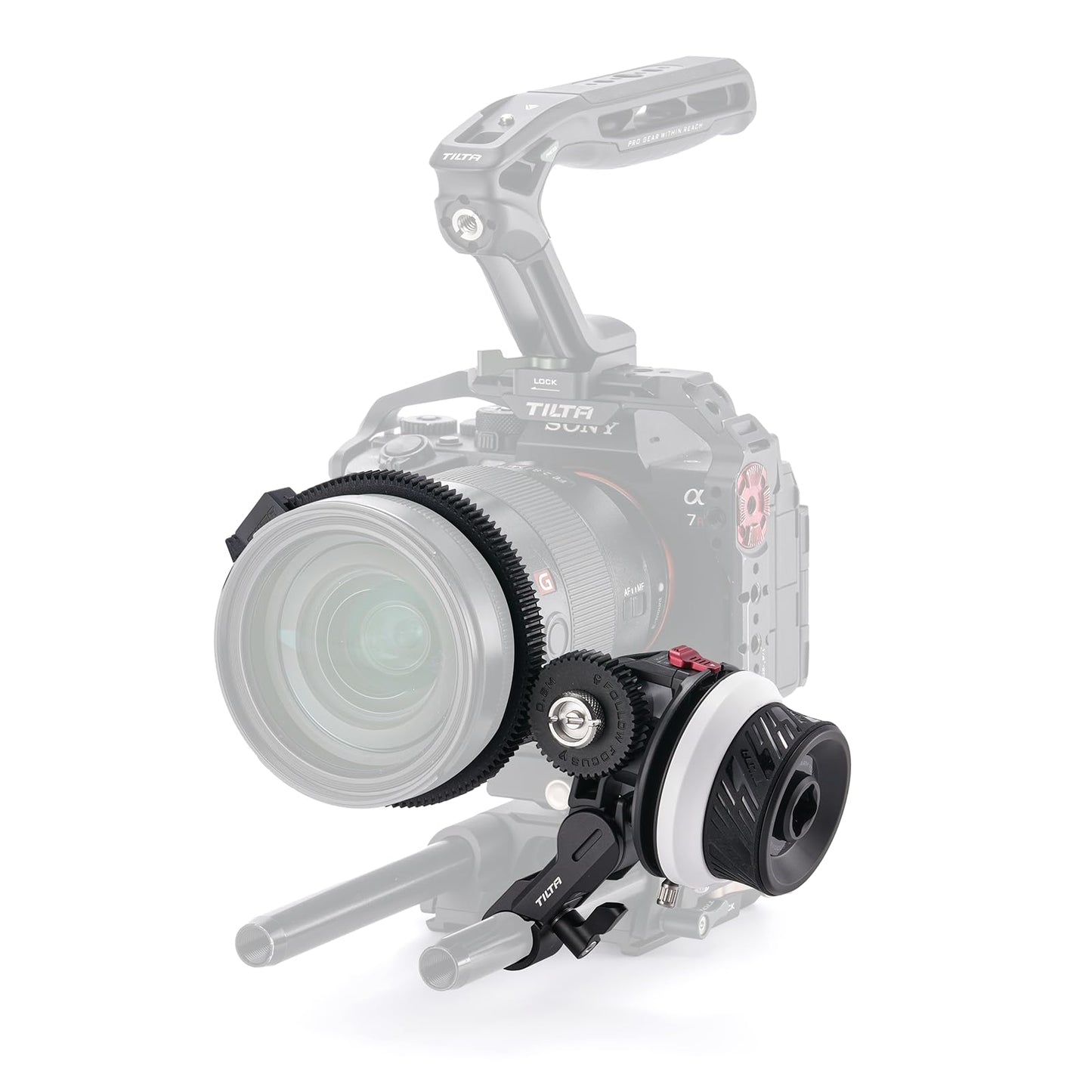 Tilta Pocket Follow Focus | Precise Focus Ring with A/B Stops | Fluid Damping System | 15mm Rod & Rod Holder | Works with Most Cameras & Lenses | Lightweight, Comfortable, and Compact Design (FF-T07)
