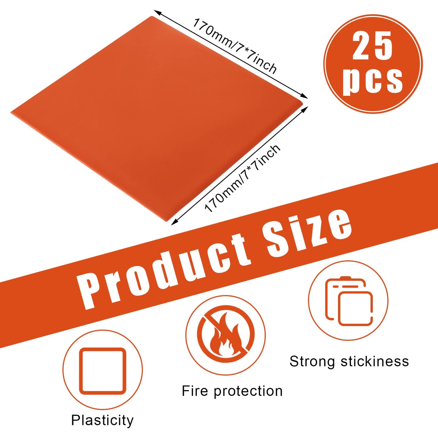 Amylove 25 Pcs Fire Putty Electrical Putty Pads Soundproofing Pads Fire Barrier Moldable Firestop Adhesive for Wall Openings Electrical Box, Red (7" x 7")