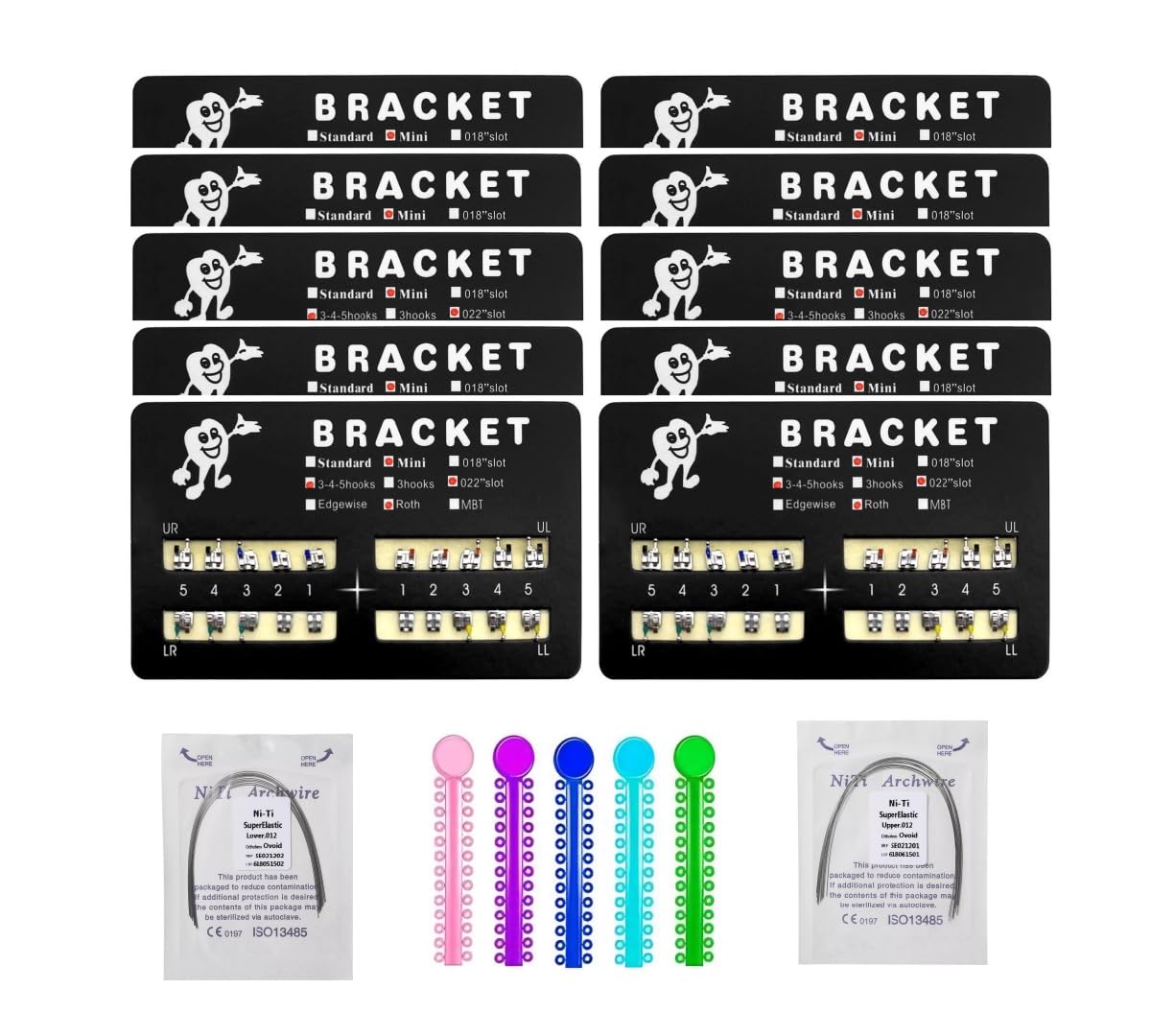 2BDENT Dental Braces Kit Orthodontic Metal Braces Kit, Orthodontic Ligature Ties Kit