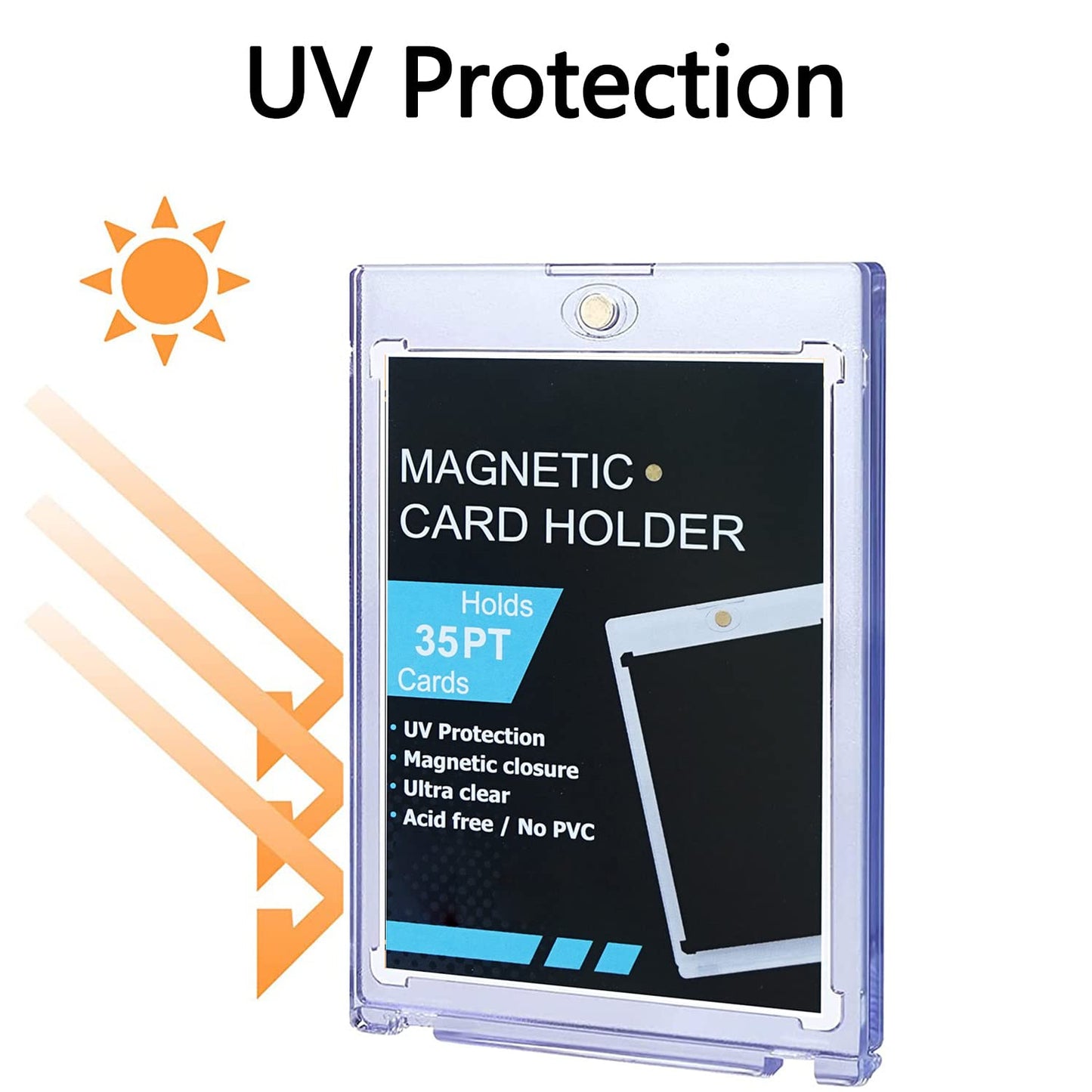 50ct Magnetic Card Holder 35pt, Card case Holder for Trading Cards,Card Protectors Hard Plastic, Card Sleeves Display case for Baseball Card Sports Cards