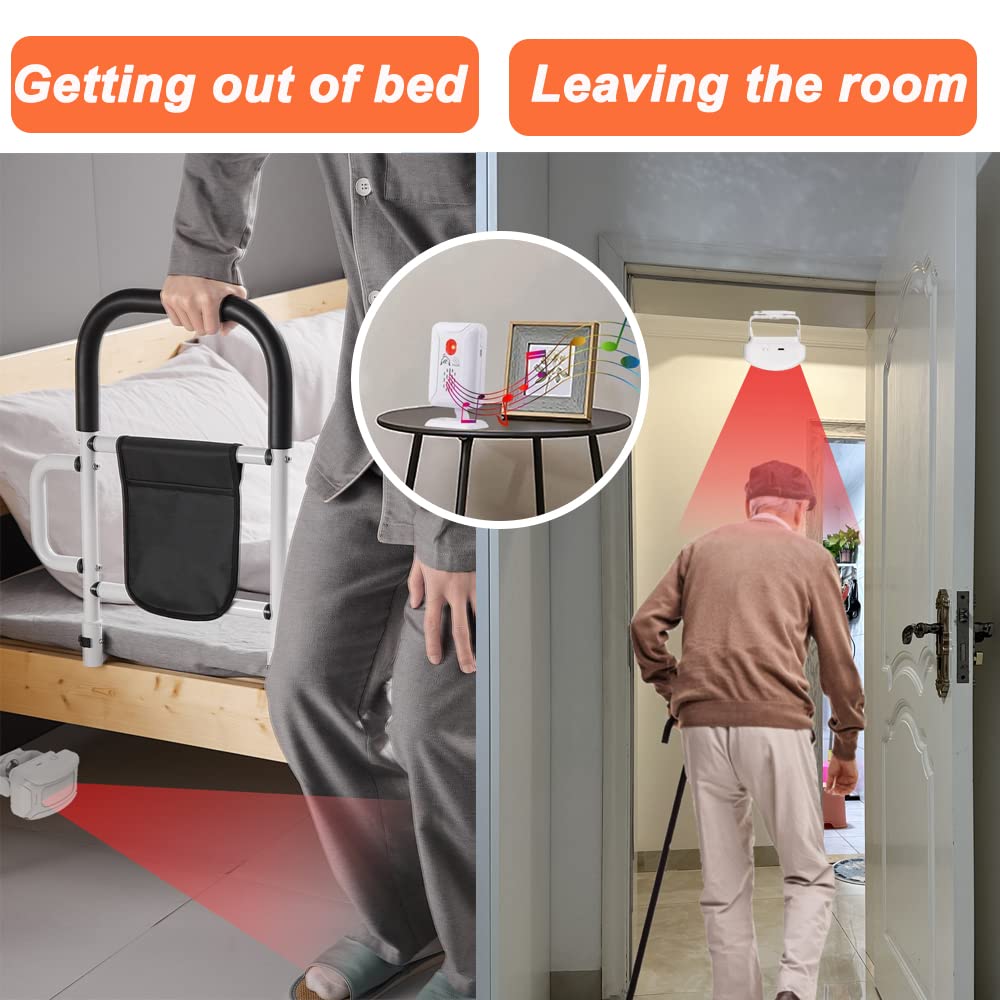 Upgrade Professional Bed Sensor Alarm and Fall Prevention for Elderly/Dementia and More,Caregiver Pager Motion Sensor with 5 Volume Level