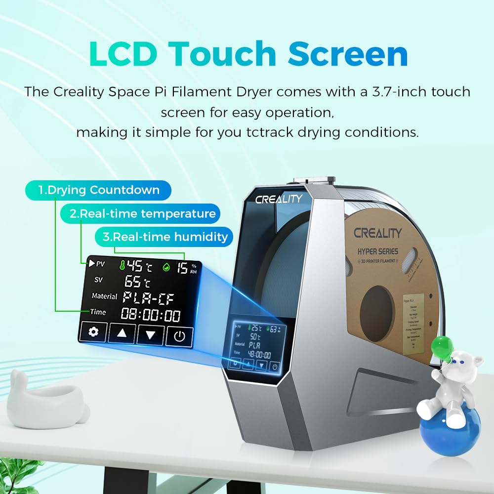 2025 Creality Filament Dryer, Space Pi Filament Dryer, 360° Fast Heating 3D Printer Filament Dry Box, Filament Storage with 110W PTC Heater LCD Touch Screen One-Key Set