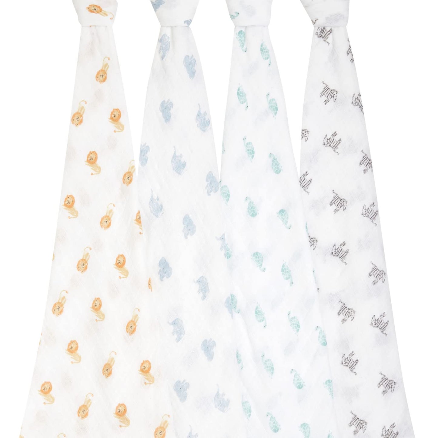 aden + anais Boutique Organic Swaddle Blanket 4-Pack – 100% Organic Cotton Muslin, Large, Soft, Breathable Receiving Blankets for Infants – Lightweight Multi-Use Baby Swaddles, Animal Kingdom