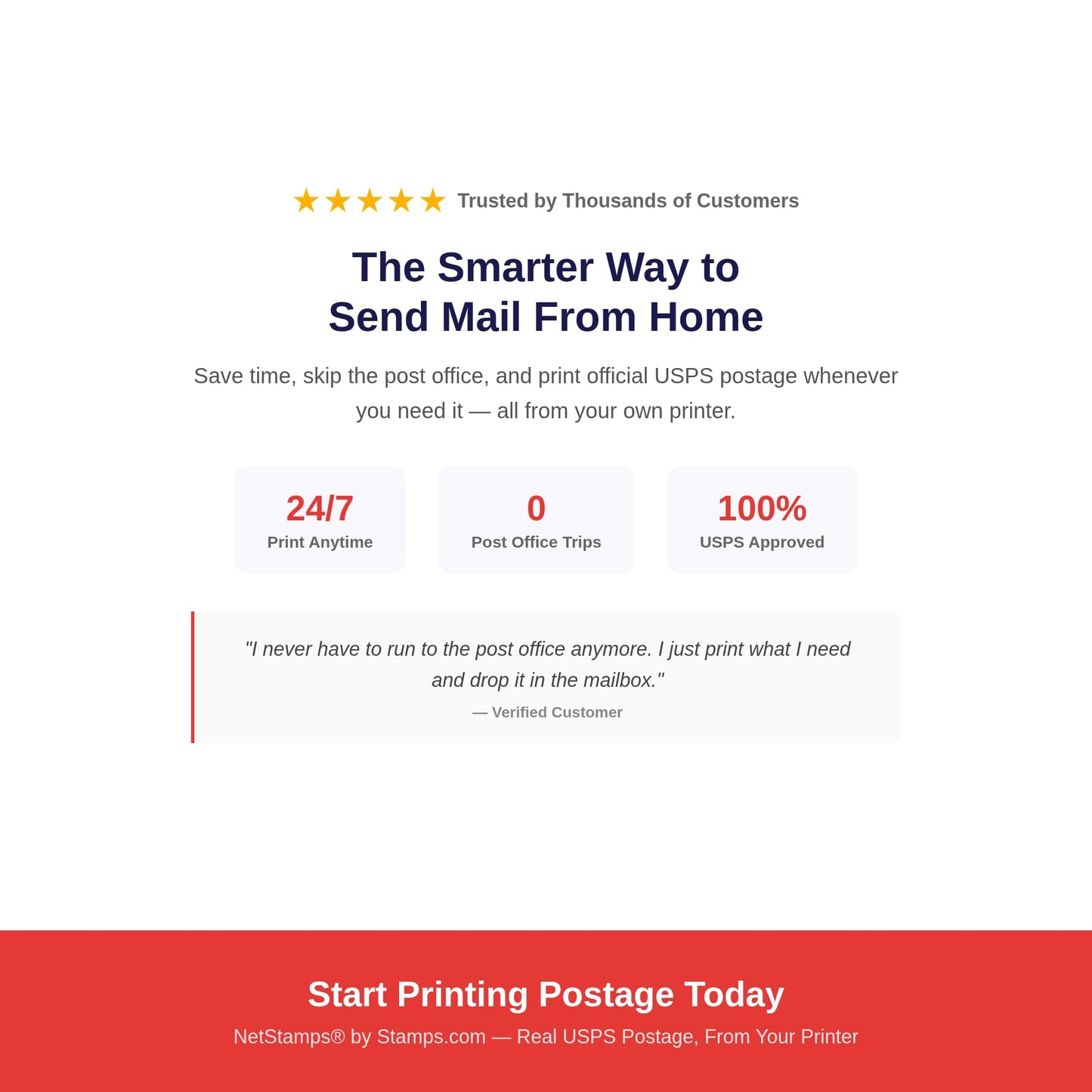 NetStamps Printable Postage Stamps (Stamps.com Subscription Required) – Print Custom USPS Postage at Home – Compatible with Inkjet & Laser Printers – Not Pre-Paid Stamps (50 Sheets)