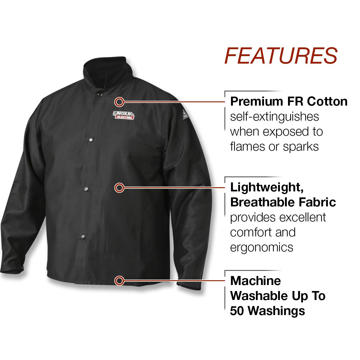Lincoln Electric unisex adult Traditional FR Cloth Jacket, Black, X-Large US