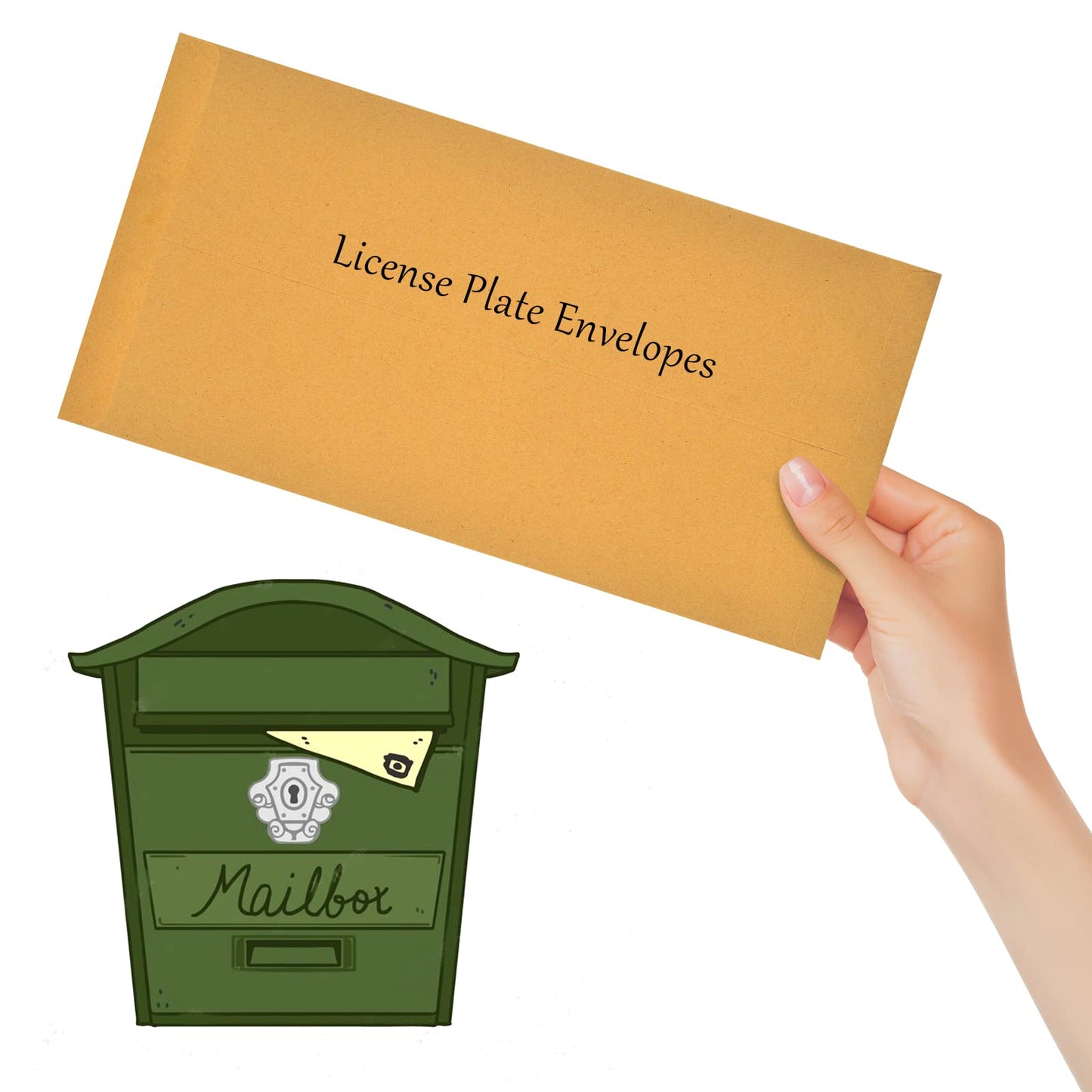 100 Pieces 13 * 6.5 Inches License Plate Envelopes Blank Self Seal Brown Kraft Envelopes Basics Catalog Mailing Envelopes for License Plate Invitation Cards Pictures Photos Documents (100)