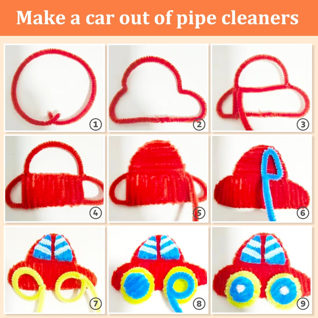 GAGANIU 1000pcs Pipe Cleaners, Pipe Cleaners for Crafts, Craft Supplies Multicolor Chenille Stems for Art&Craft Christmas DIY Projects(Orange)