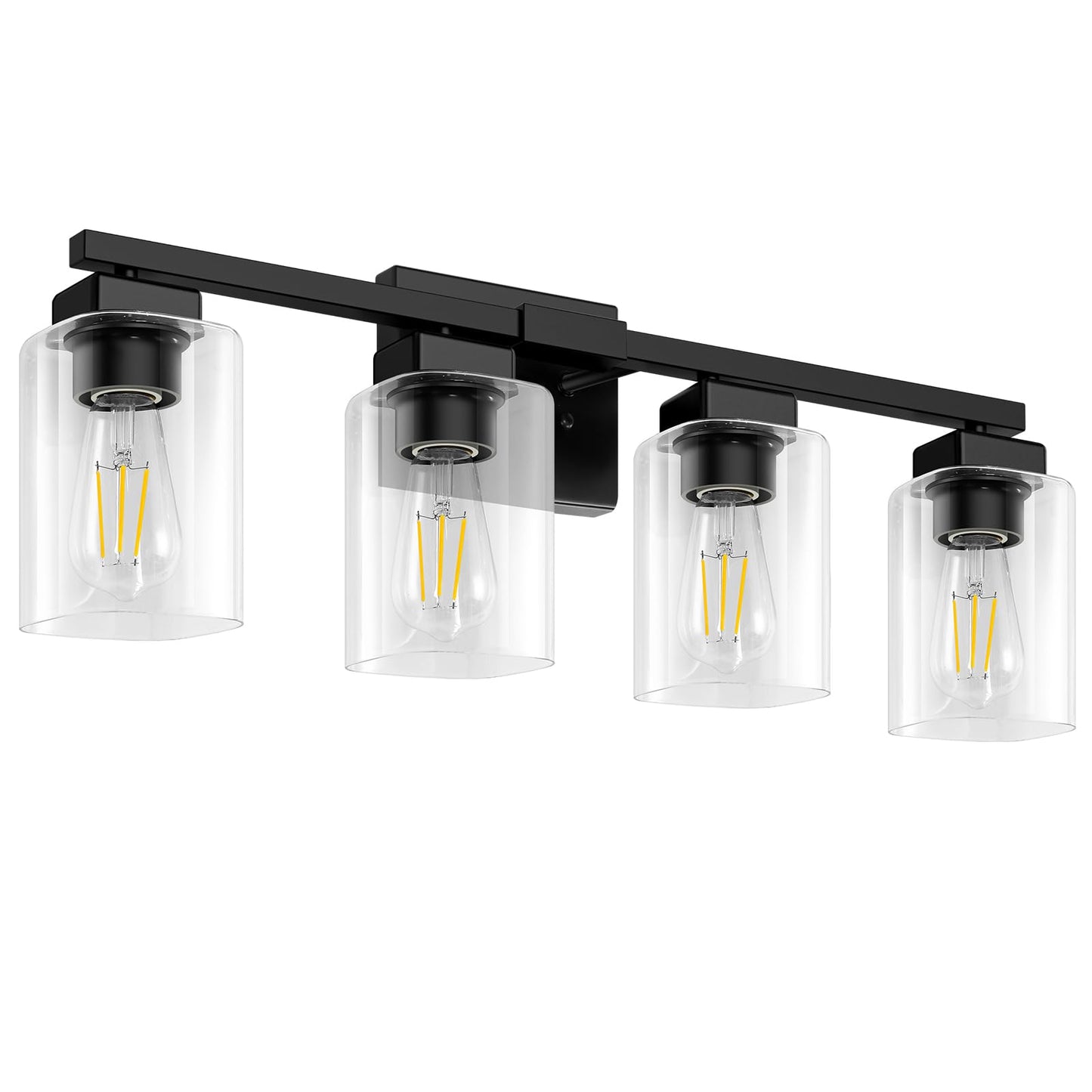 BesLowe 27" 4-Light Bathroom Light Fixture, Modern Black Bathroom Vanity Light, Bathroom Lighting Fixtures Over Mirror, Matte Black Wall Lamp, Wall Lights for Living Room Bedroom Hallway