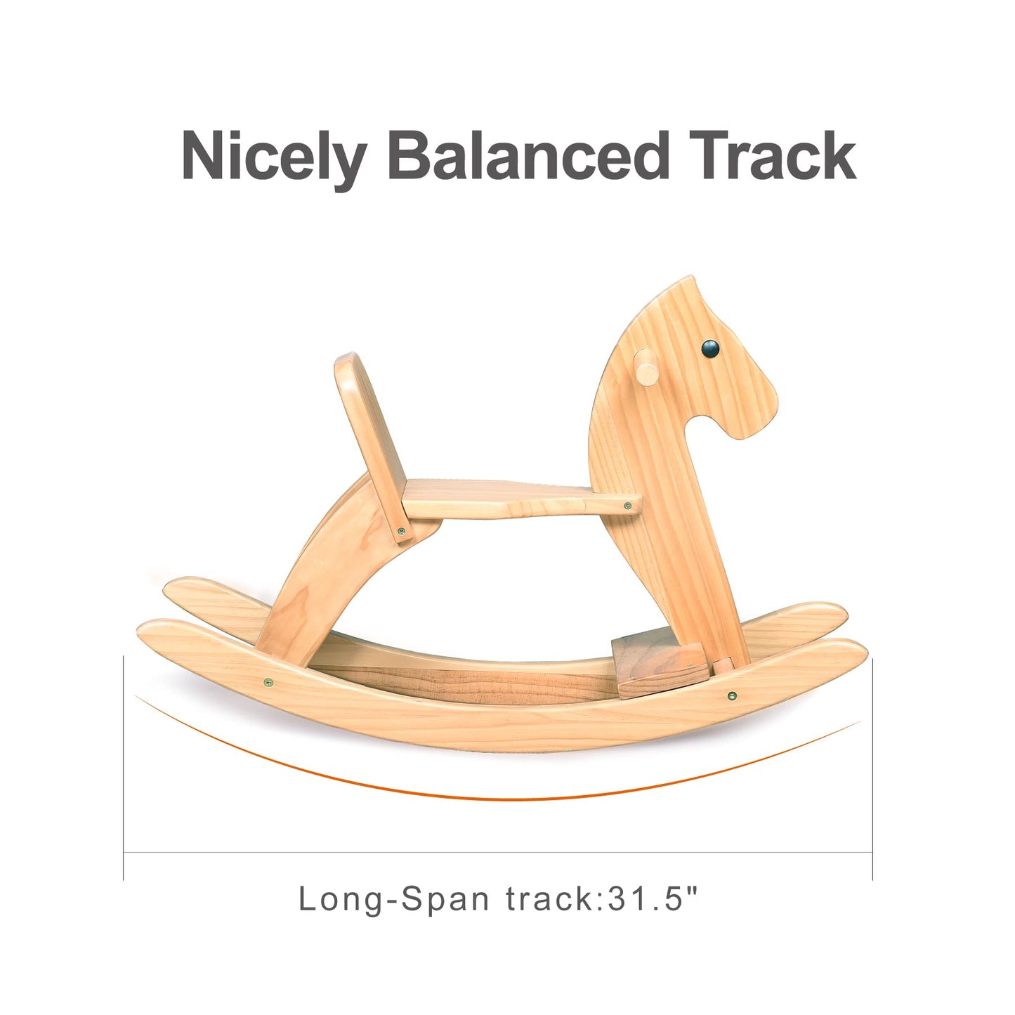 KRAND Rocking Horse Wooden Ride On Toy for Kids Classic Design Rocking Horse with Pedal and Safe Backrest Fine Workmanship(Classic, Natural)