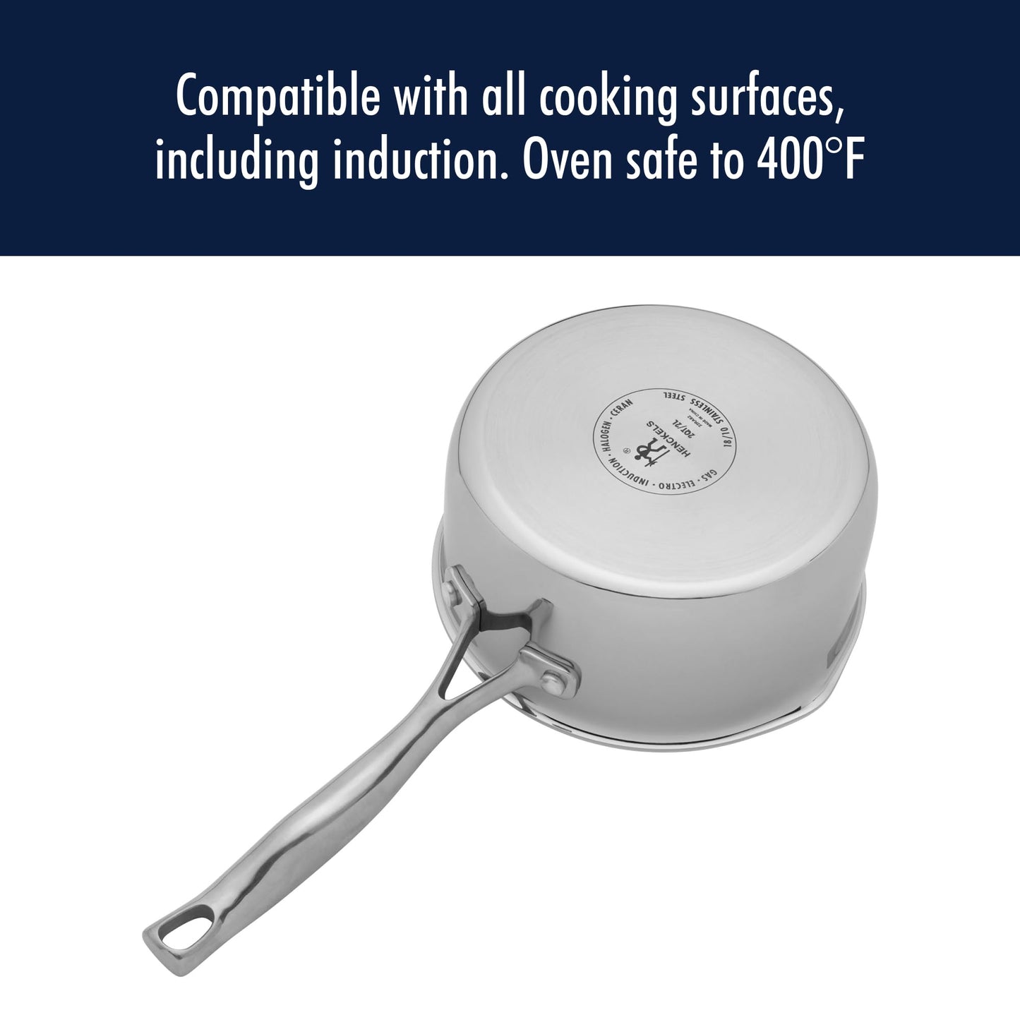 HENCKELS Clad H3 2-qt Saucepan, Induction Pan, Stainless Steel, Durable and Easy to clean
