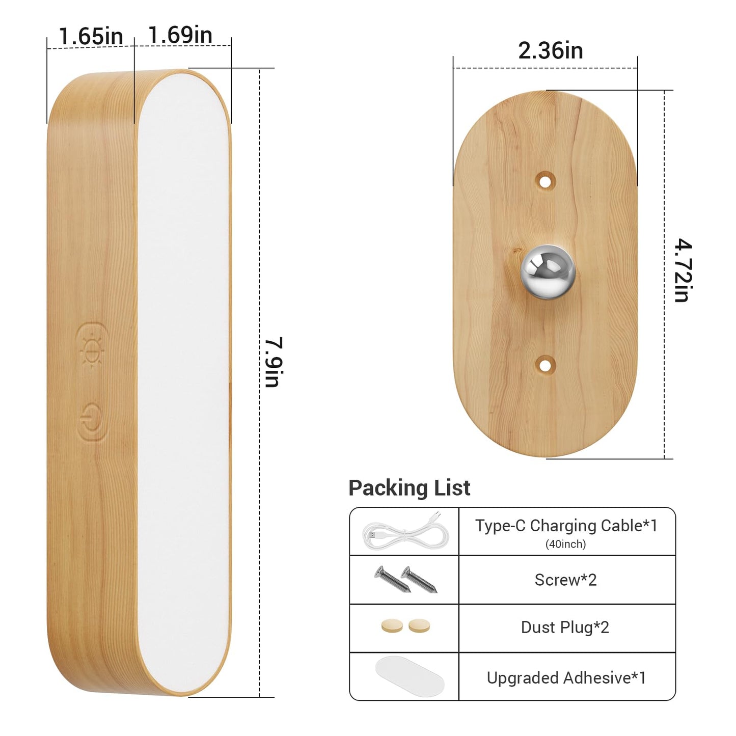 Hensam Battery Operated Wall Sconces, Wireless LED Wall Sconce Set of Two for Bedroom, Rechargeable Wall Lights for Picture, 5 Modes Dimmable Wall Lamps for Living Room, 2 Pack
