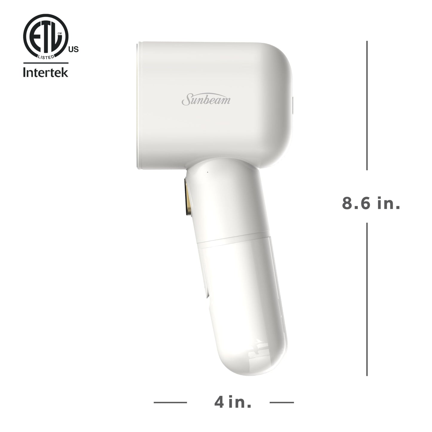 Sunbeam MiniPower 1000W Portable Garment Steamer – Nonstick Steam Plate, 125mL Tank, 8 Minutes Continuous Steam, Horizontal & Vertical Steam, 30-Second Heat-Up, 3-Year Limited Warranty