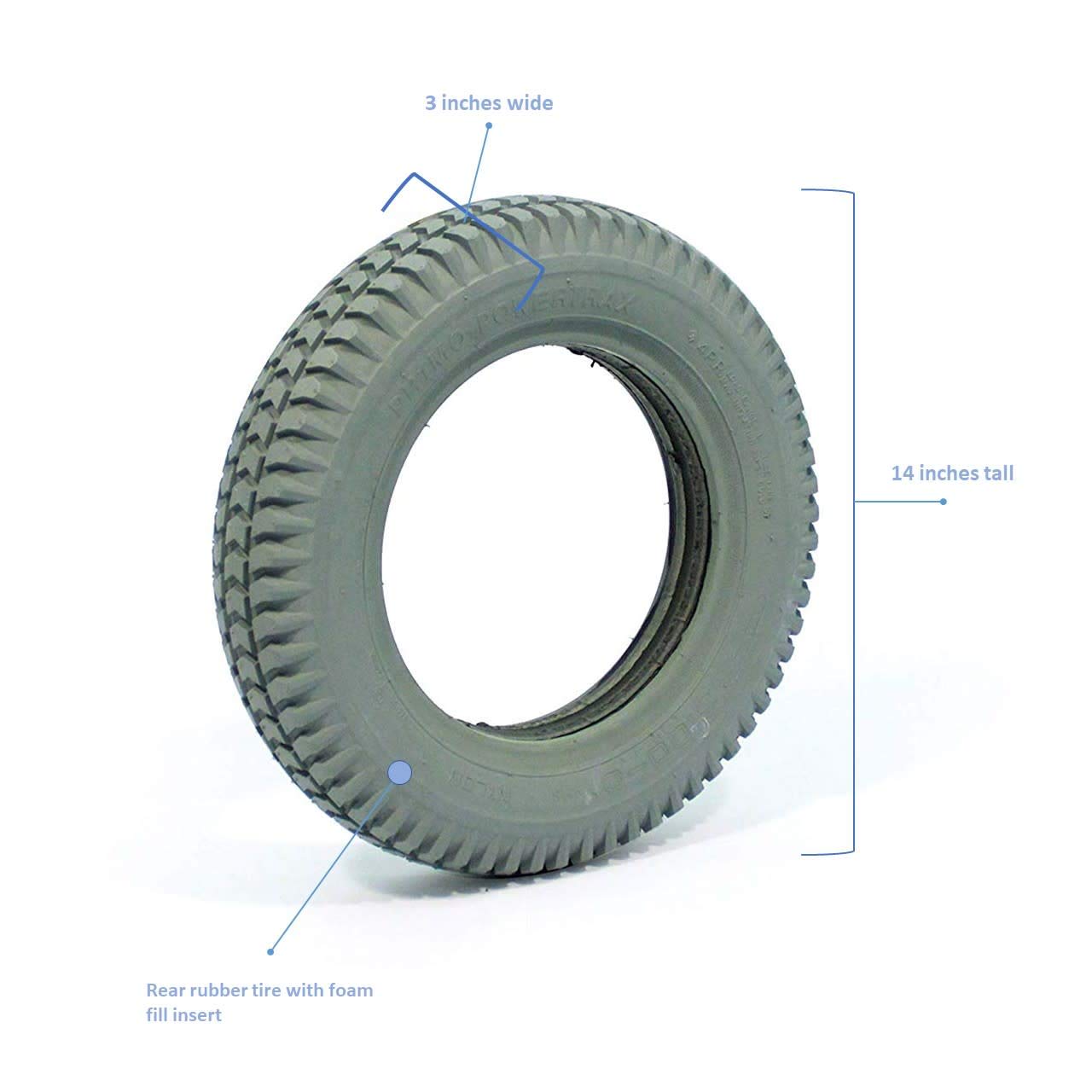 The Aftermarket Group Wheelchair Tire, Flat Free, Flat Tread, Grey, 14" X 3", TAG114291