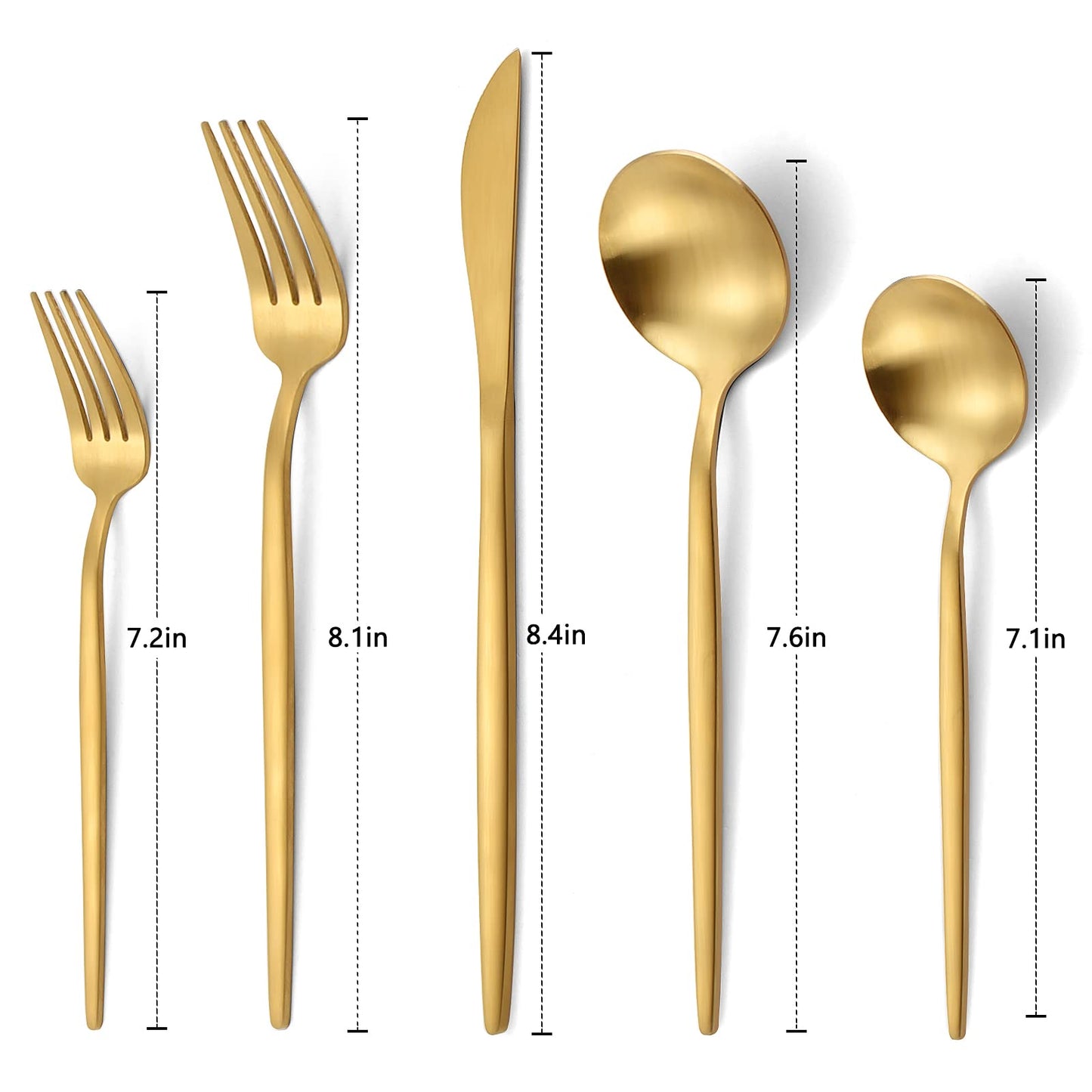 Matte Gold Silverware Set, VANVRO 60-Piece Stainless Steel Flatware Set, Satin Finish tableware Cutlery Set, Service for 12, Home and Restaurant, Dishwasher Safe