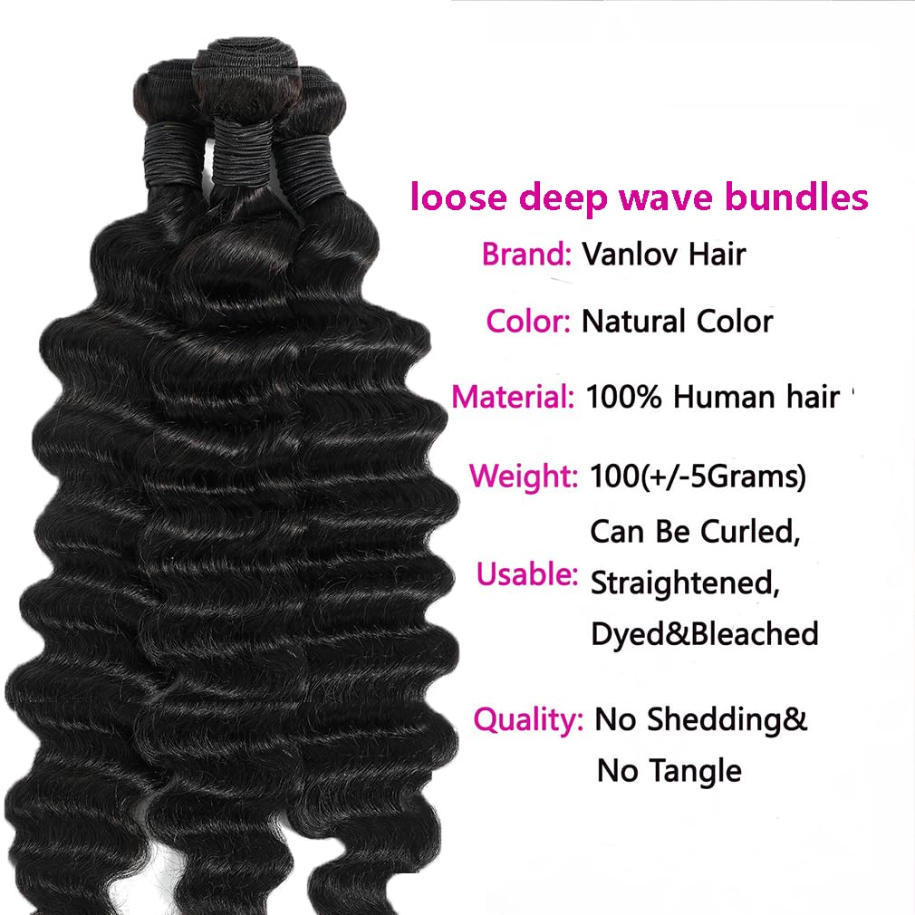 26 Inch Raw Bundles Human Hair 12A Loose Wave Bundles Unprocessed Brazilian Virgin Human Hair Extensions Natura Black Color