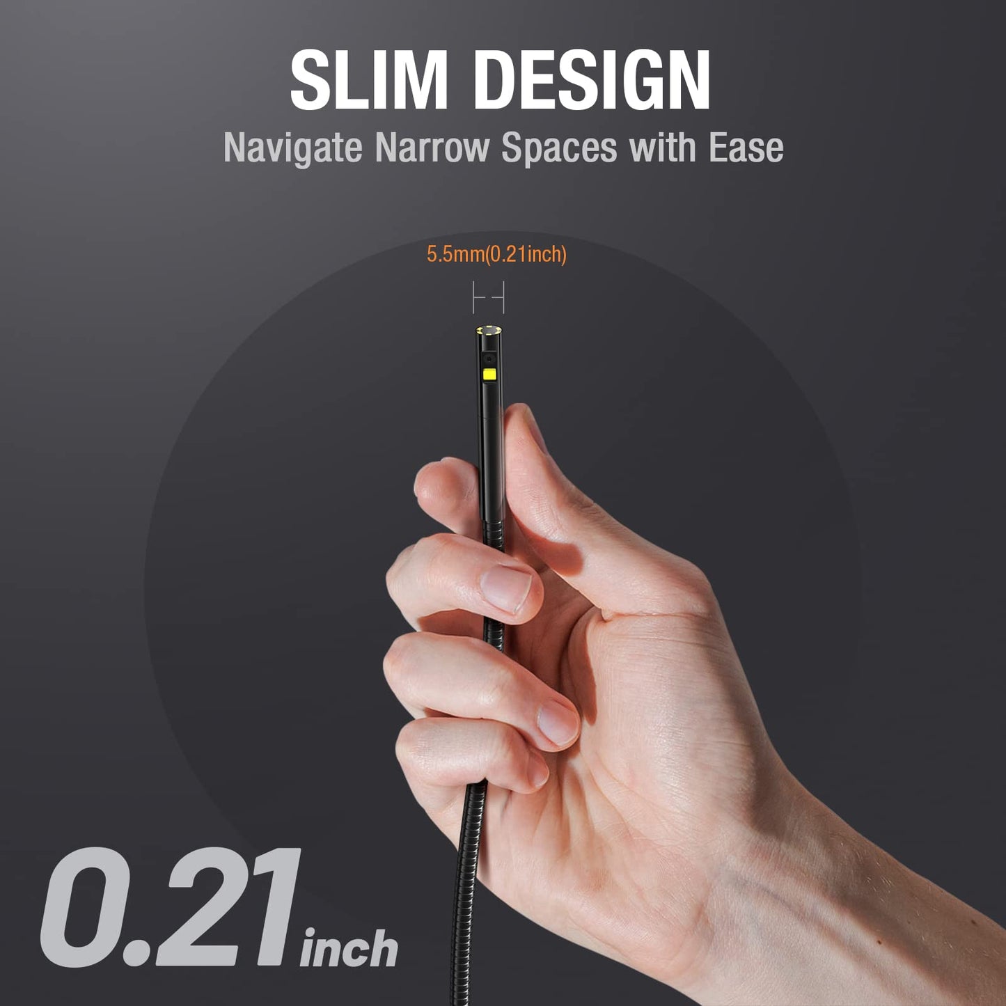 Teslong Endoscope Replacement Cable with Light, Dual Lens Inspection Camera 5.5mm/0.21inch Waterproof Probe Compatible with NTS500, NTS300(3.3FT)