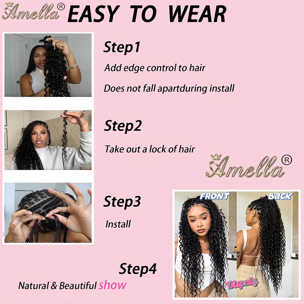 Amella Deep Wave Bulk Human Hair for Braiding 20 Inch Curly Boho Human Hair for Braiding Hair (1pack-2bundles) 100% Brazilian Boho Braids Human Hair Braiding Hair for Boho Braids