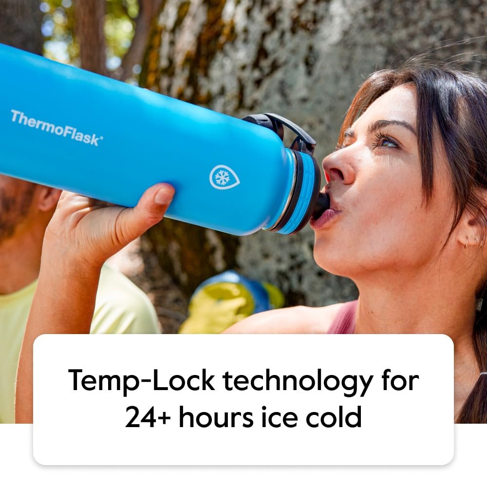 Thermoflask Insulated Water Bottle with Spout Lid, 40oz, 2 Pack (Teal/Graphite)