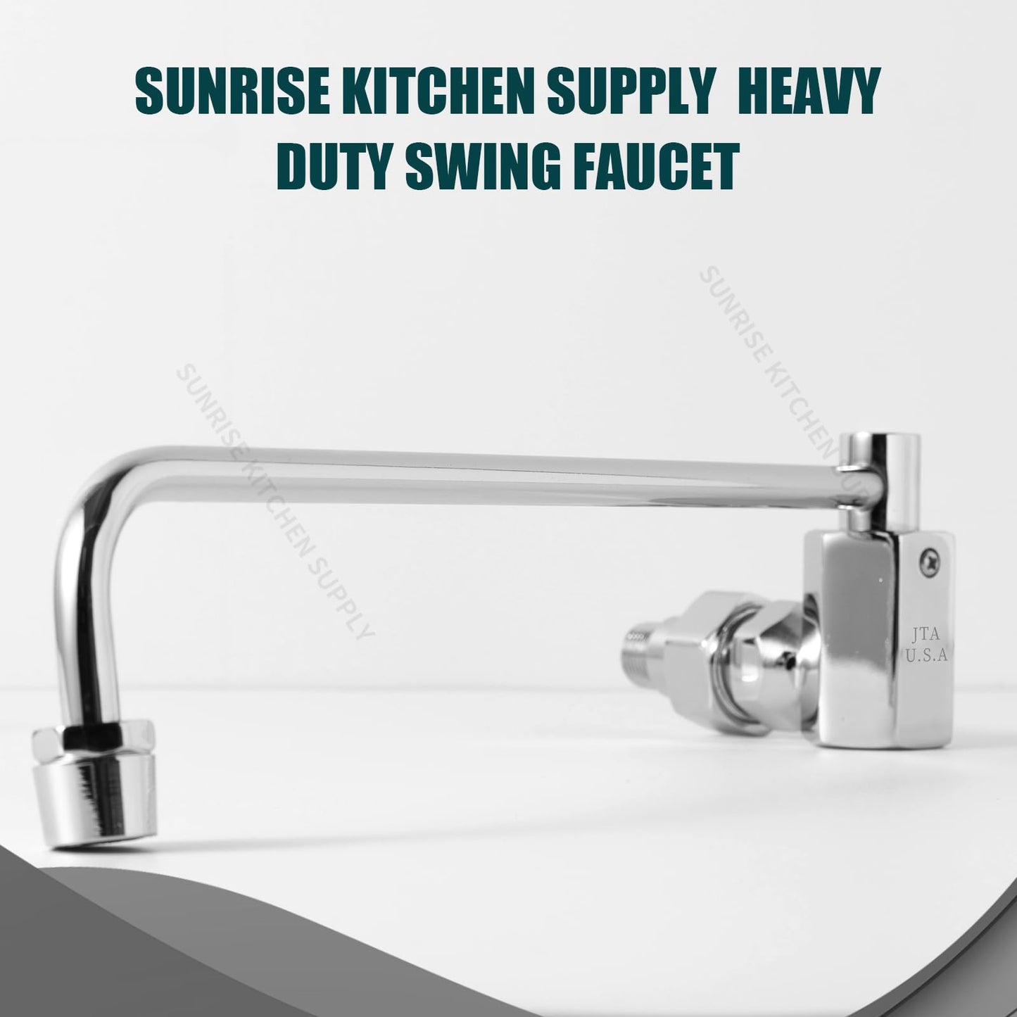 Sunrise Heavy Duty 12" Automatic Water Flow Swing Faucet for Commercial Grade Wok Range, Wall Mounted