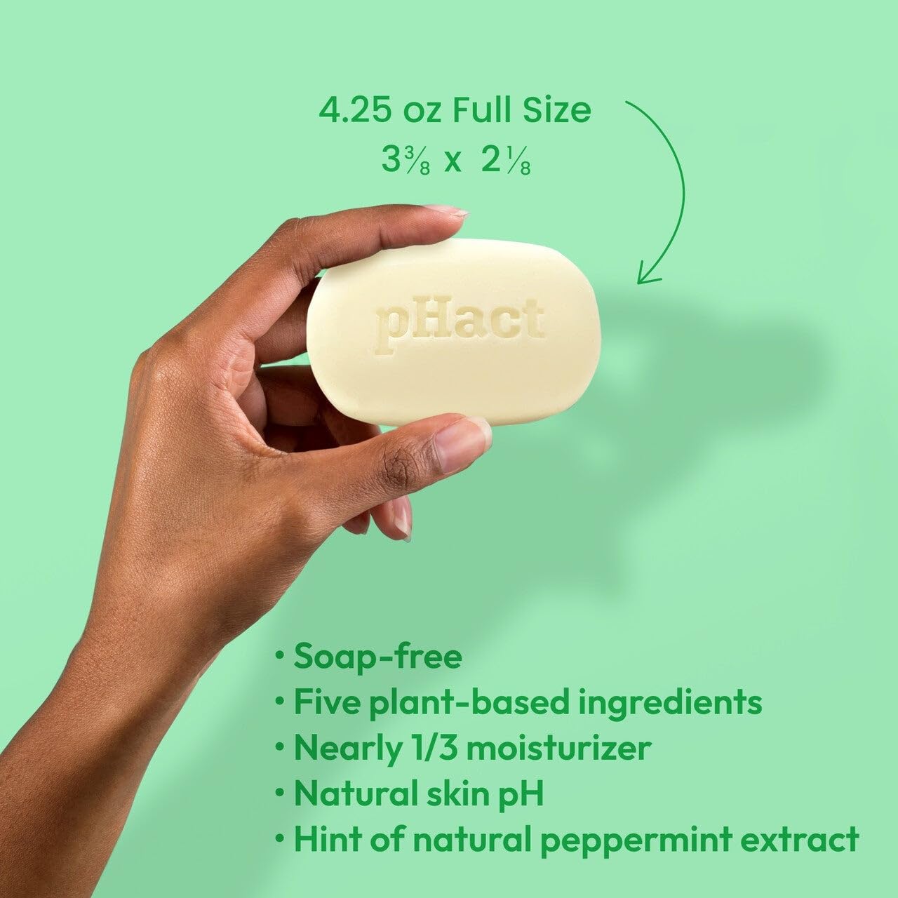 ANDREW LESSMAN pHact Moisture-Rich, Soap-Free Cleansing Bar Hint of Mint. Natural Skin pH. All Skin Types - Even Sensitive Skin. Hypoallergenic. Dermatologist Tested. 6-Pack 4.25 oz Each