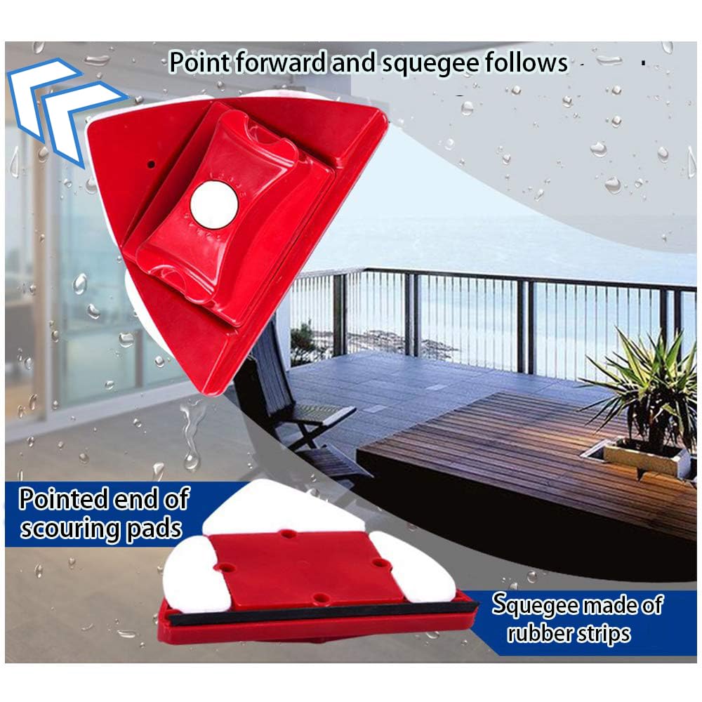 Fcare Outside Magnetic Window Cleaner, Double-Sided Brush Glass Wiper Cleaning Tools, Adjustable Magnetic Glider for High-Rise Double Glazed Thick Windows Thickness 0.3"-1.2" (red)