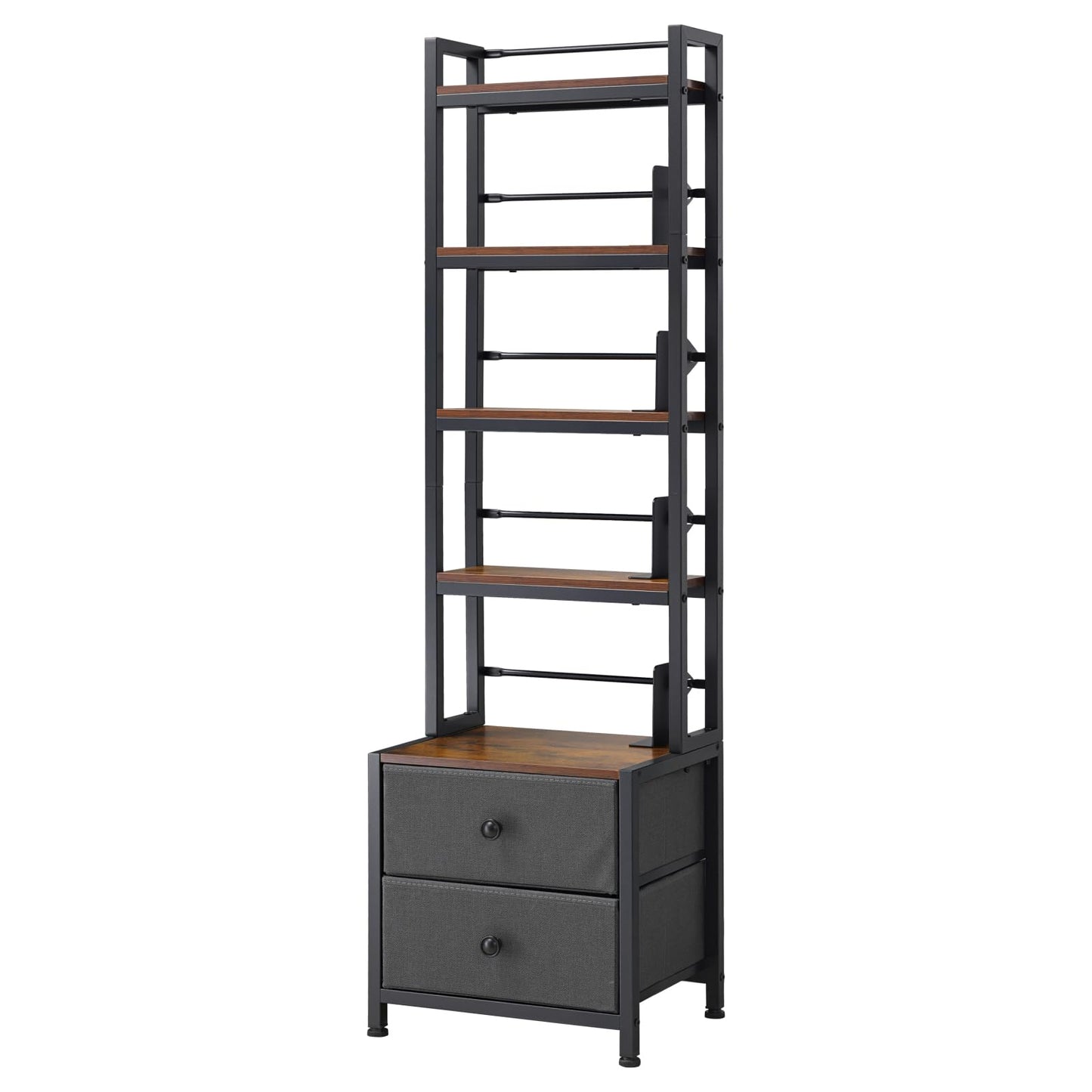 VEVOR Media Storage Cabinet, 4-Shelf DVD Shelf Organizer with Drawers, 15.75 x 11.81 x 56.50 in Multimedia Storage Organizer for CDs, DVDs, Books and Games, CD Cabinet for Living Room, Home Office