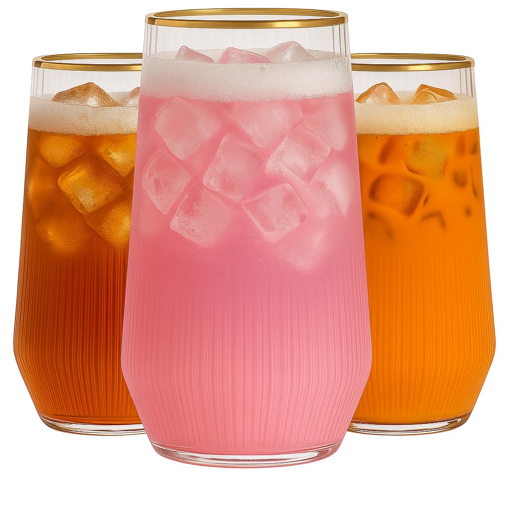48 Pack Ribbed Ripple Stemless Toasting Glasses, Origami Durable 9 Oz BPA-Free Disposable Plastic Champagne Flutes for Weddings, Bars, Events, and Celebrations (Gold Rim)
