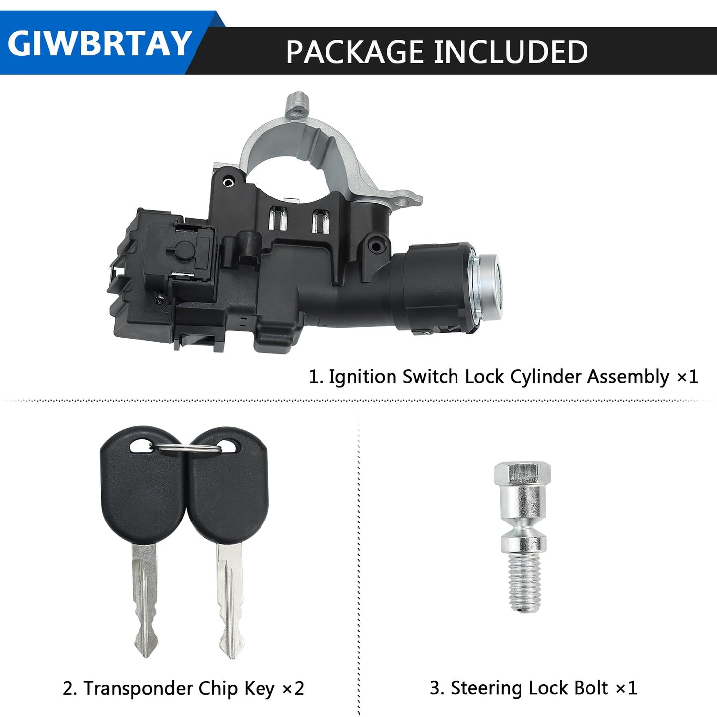 989-019 Compatible with 2008-2012 Ford Escape,2009-2011 Ford Focus,2008-2011 Mazda Tribute,2008-2010 Mercury Mariner Ignition Switch Lock Cylinder Assembly/2 Chip Keys with Shear Bolt 9L8Z-3511-A