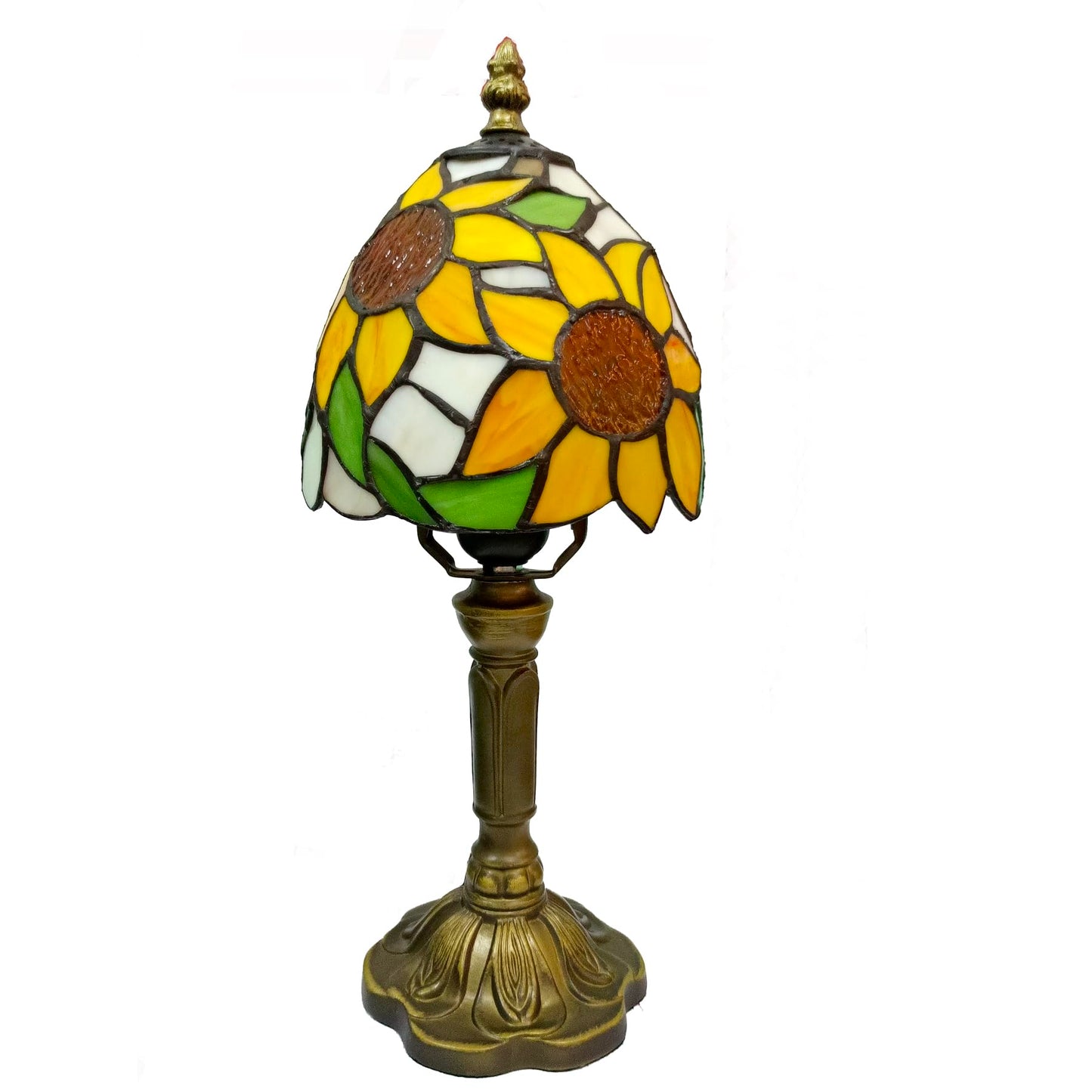 BMXKPO Tiffany Style Table Lamp,Sunflower Stained Glass Lamp,6 Inch Small Antique Bedside Lamp, for Bedroom Living Room Home,Included Dimmable LED Bulb 8W