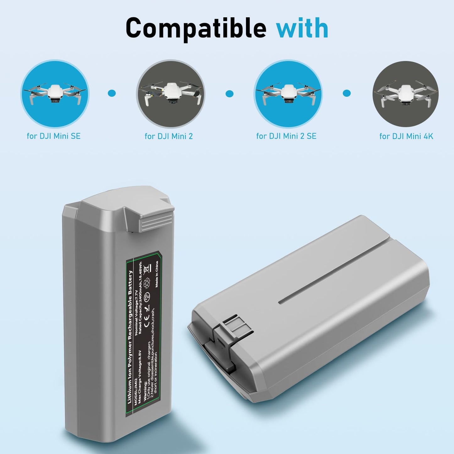 Anegine Mini 4K, 2 SE Battery and Two-Way Charging Hub, Intelligent Flight Batteries Compatible with DJI Mini 2, 2SE, SE, 4K Series Drone, 31mins Max Flight for Mini2 Battery
