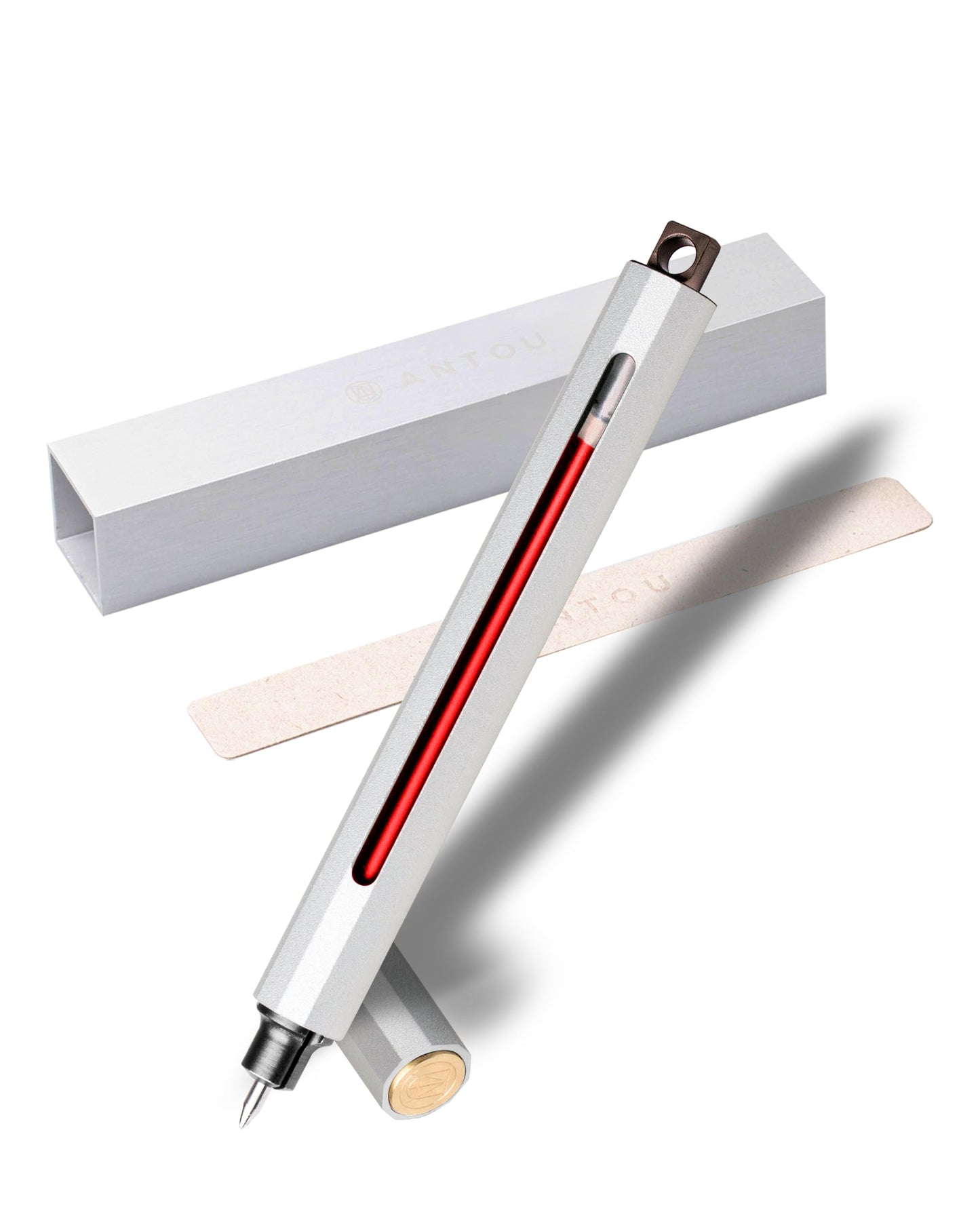 ANTOU Pen C Mini, Durable Aluminum Alloy EDC Pen, with 100+ Replacement Refills - Ballpoint, Rollerball, Gel. Auto-Adjusting Refillable Pen, Best Writing and Sketching Gift for Men and Women_Silver
