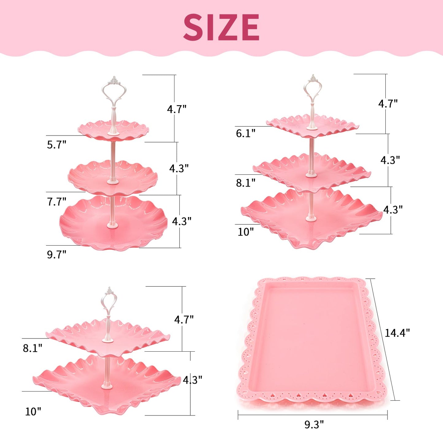 15 PCS Dessert Table Display Set Pink Cupcake Stand,3 Tiered Tray Stand Cup Cake Tower Holder, Cake Stand Serving Trays Dessert Display Stands for Tea Party Wedding Baby Shower Girl-Pink