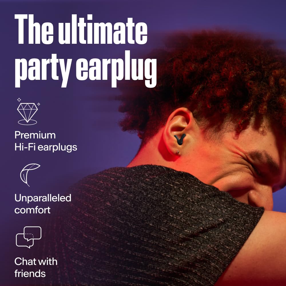 Alpine Tune Earplugs, Concert Ear Plugs for Noise Reduction, High-Fidelity Music Quality, 19dB Hearing Protection with Crystal Clear Sound, Incl. 4 Sizes, For Parties, Raves, Festivals & Clubs, Black