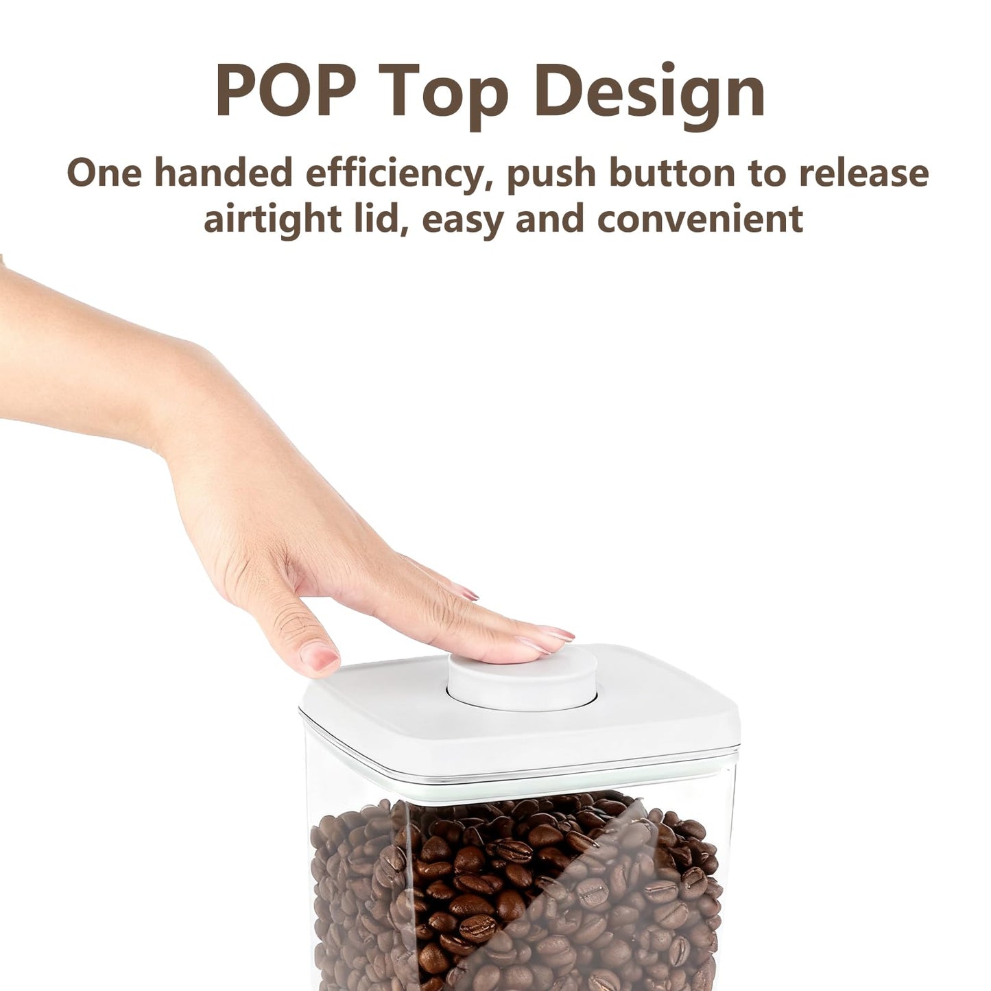 Hontent Large Pop Airtight Food Storage Containers Set with Lids 4.2Qt/4L Food Containers with Scoop, Kitchen Pantry Organization and Storage, BPA Free Stackable Cereal Container (4 * 4.2Qt)