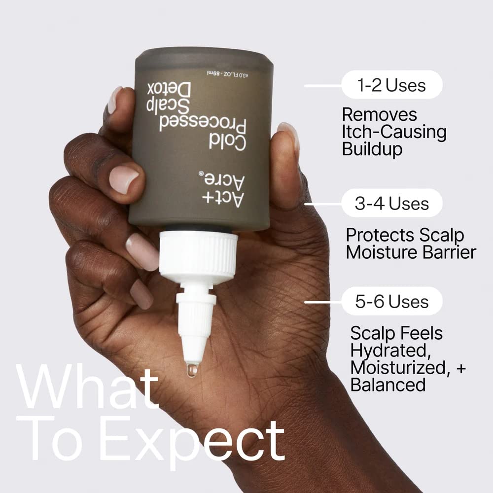 Act+Acre Cold Processed Vitamin E Scalp Detox Oil and BHA Salicylic Acid Scalp Exfoliator - For Dandruff and Dry Itchy Scalp - Hair Growth Treatment for Thinning Hair - Scalp Exfoliating Mask for Itch